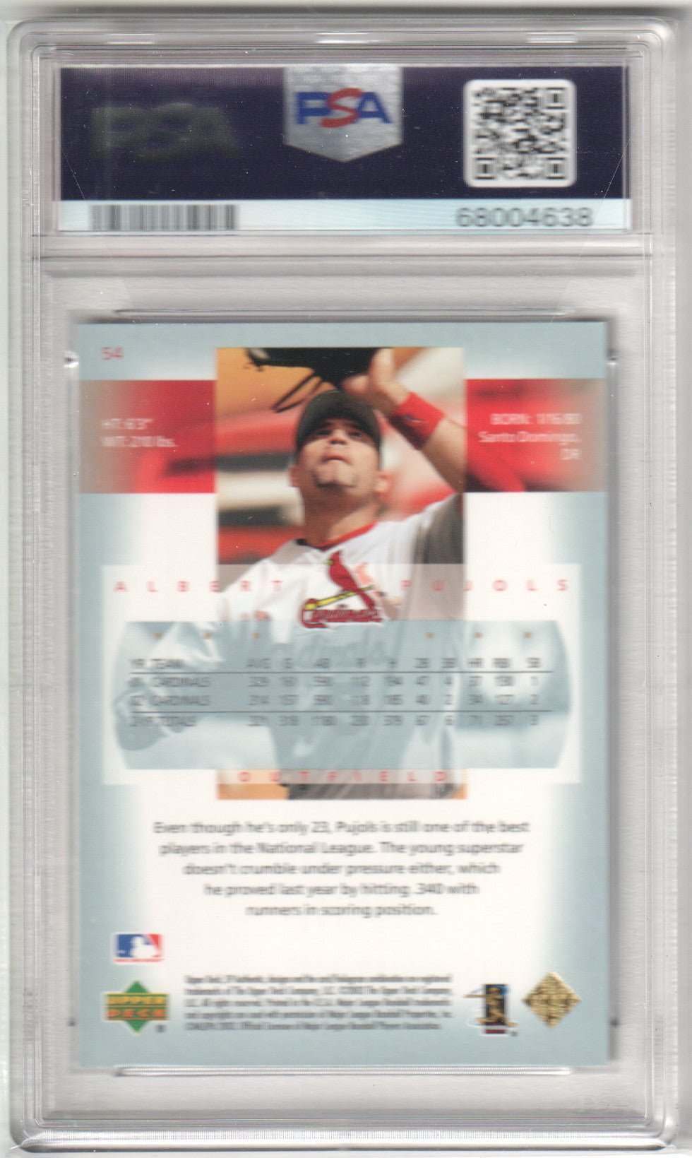 ALBERT PUJOLS 2003 Upper Deck SP Authentic #54 PSA 9 MINT - CARDINALS - Columbia Hobby - Sports Card Boxes - Toploaders - Card Savers