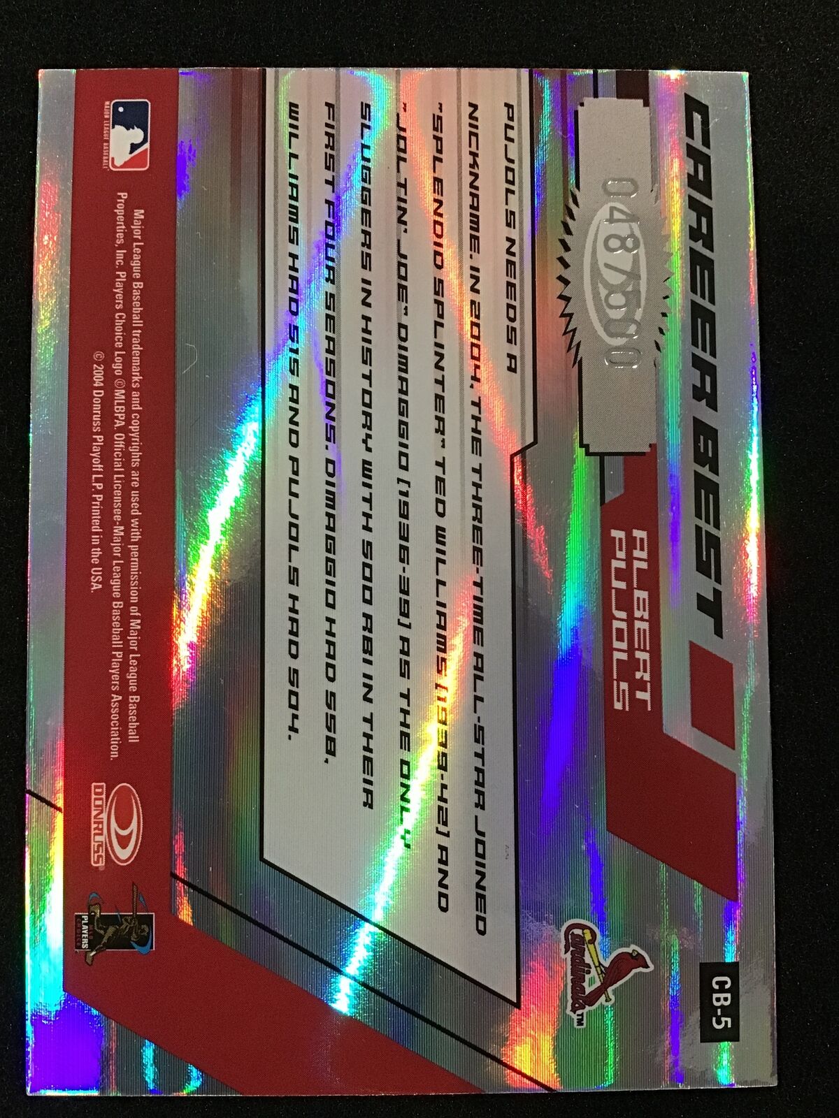 Albert Pujols 2004 Donruss Elite Extra Edition All - Stars /500 SP Cardinals - Columbia Hobby - Sports Card Boxes - Toploaders - Card Savers