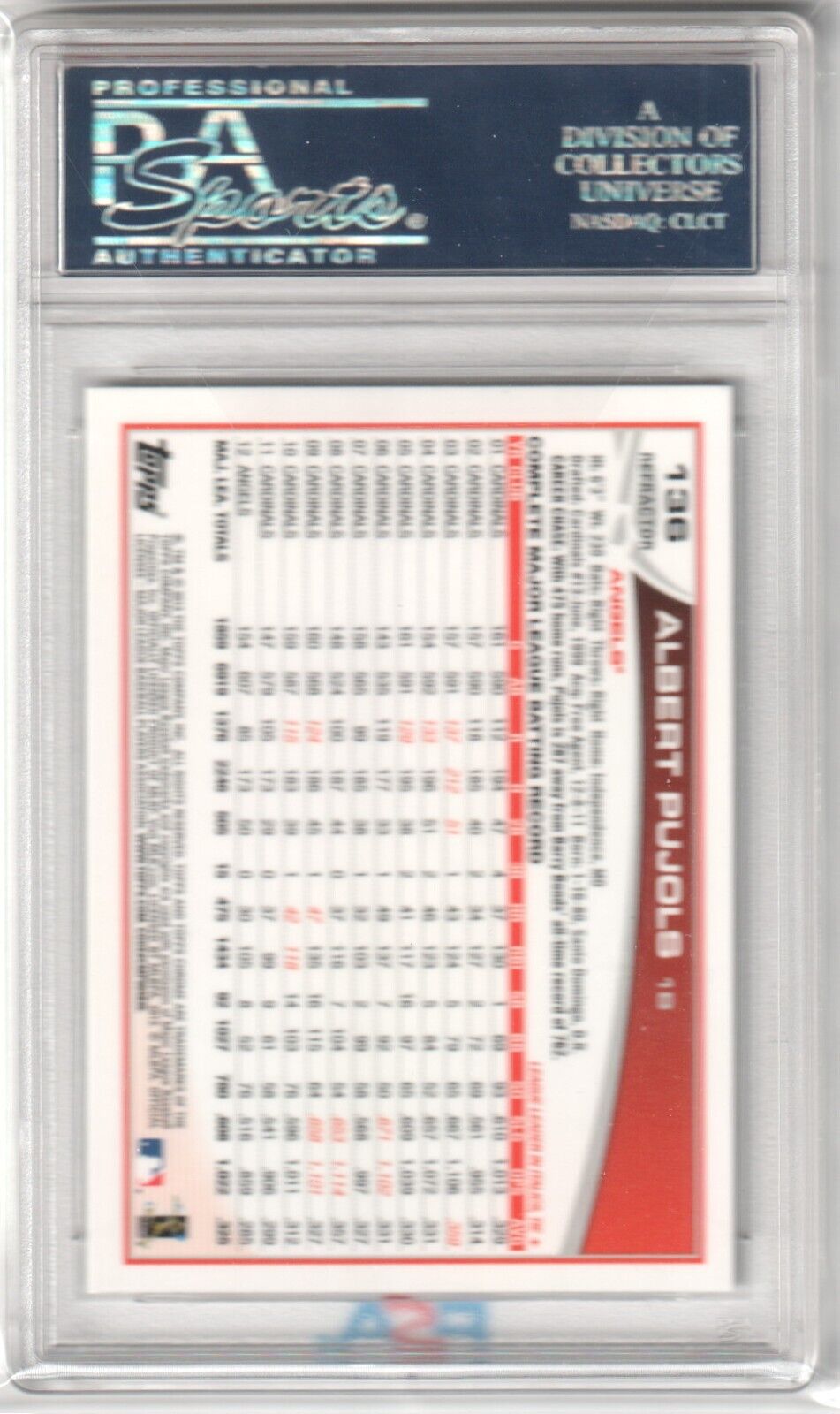 ALBERT PUJOLS 2013 Topps Chrome X - Fractor Pre - Swing #136 PSA 10 GEM MINT - Columbia Hobby - Sports Card Boxes - Toploaders - Card Savers
