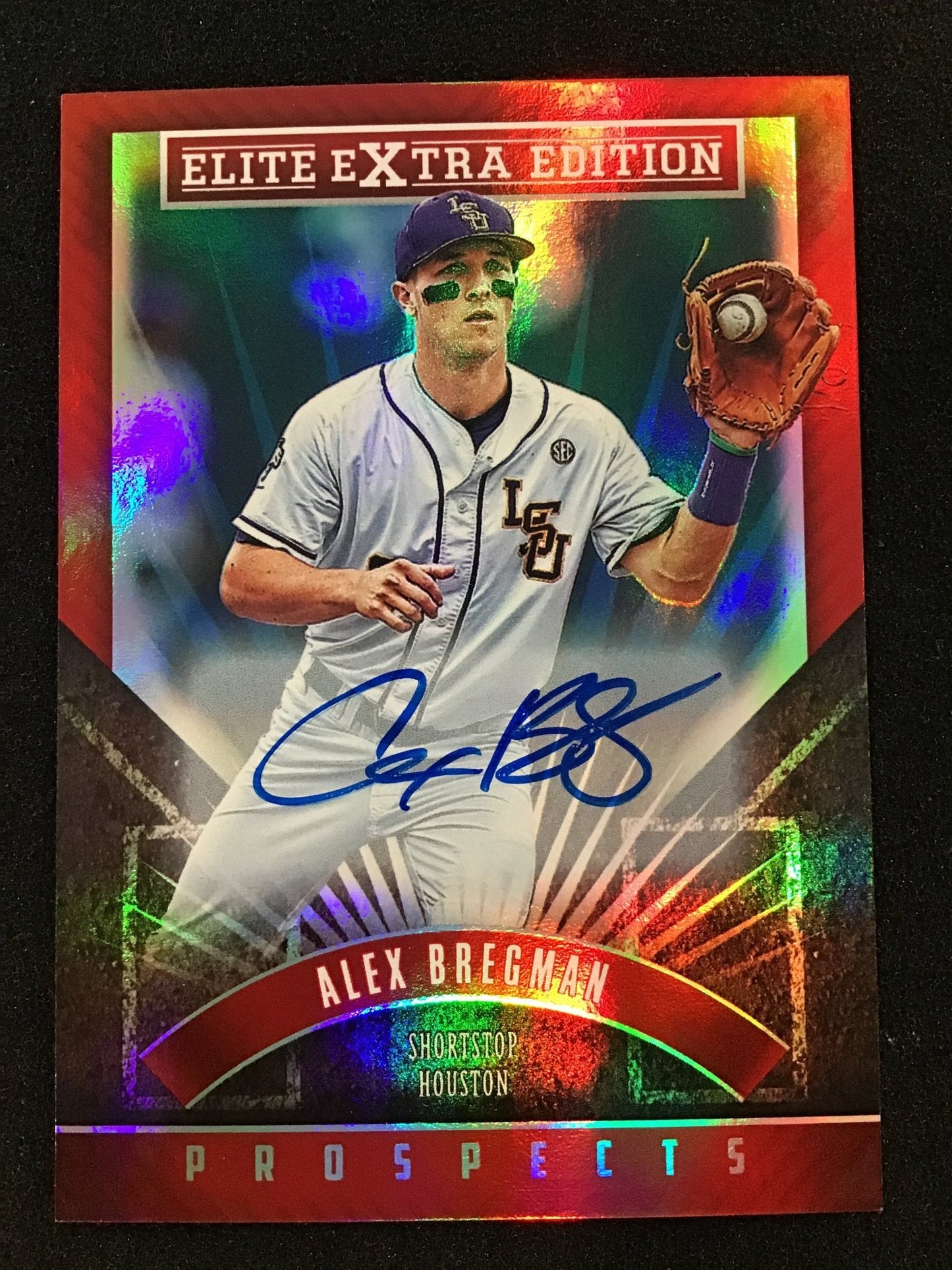 Alex Bregman 2015 Panini Elite Extra Edition 3 Red AU - Houston Astros - Columbia Hobby - Sports Card Boxes - Toploaders - Card Savers