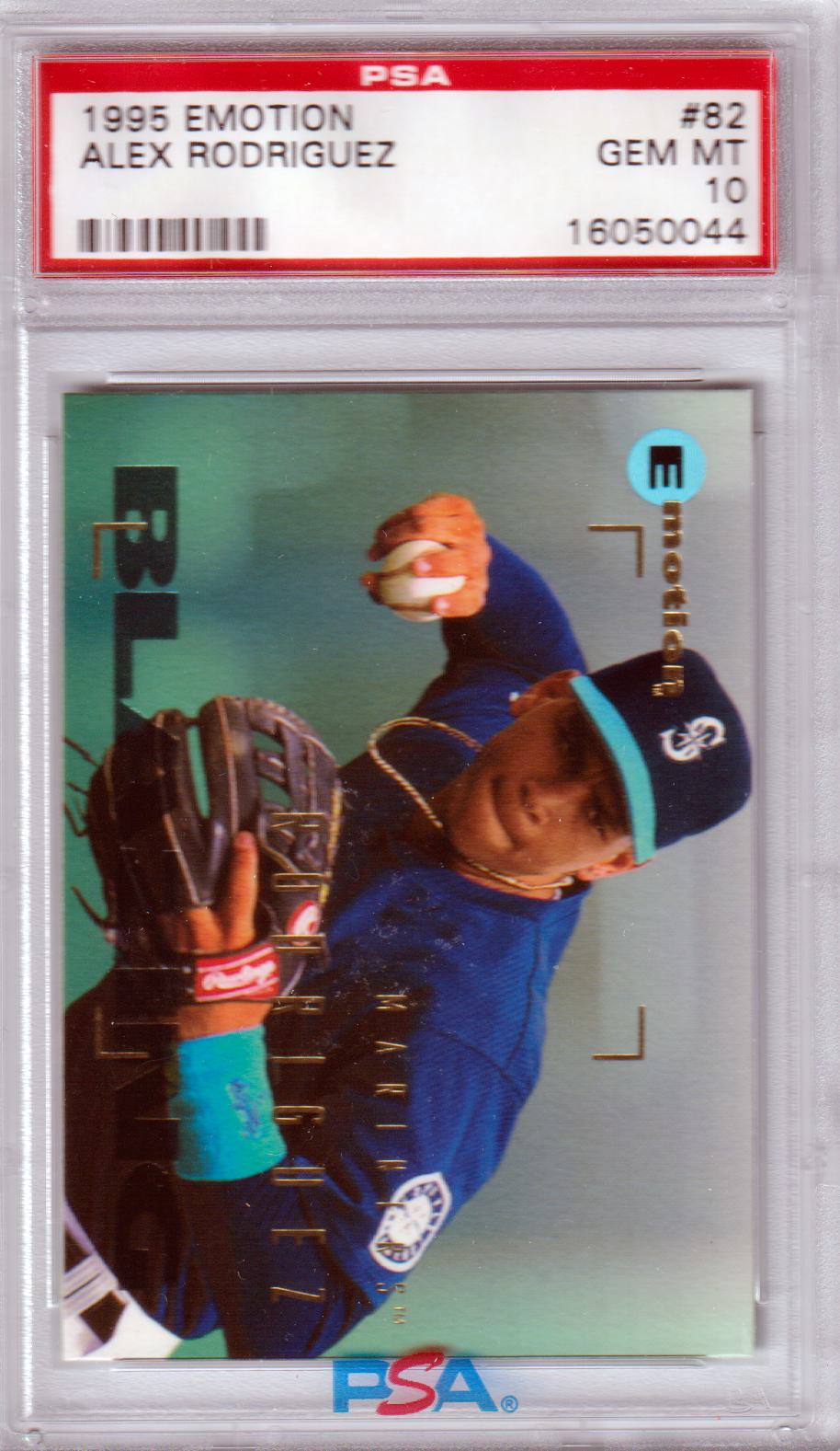 ALEX RODRIGUEZ 1995 Emotion RC Rookie #82 PSA 10 GEM MINT - MARINERS - Columbia Hobby - Sports Card Boxes - Toploaders - Card Savers