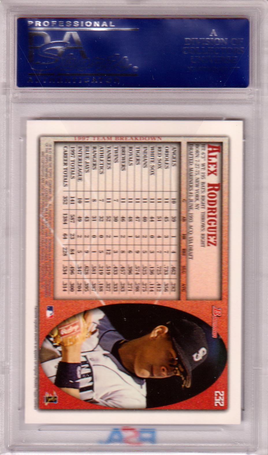 ALEX RODRIGUEZ 1998 Bowman #232 PSA 10 GEM MINT - MARINERS - Columbia Hobby - Sports Card Boxes - Toploaders - Card Savers