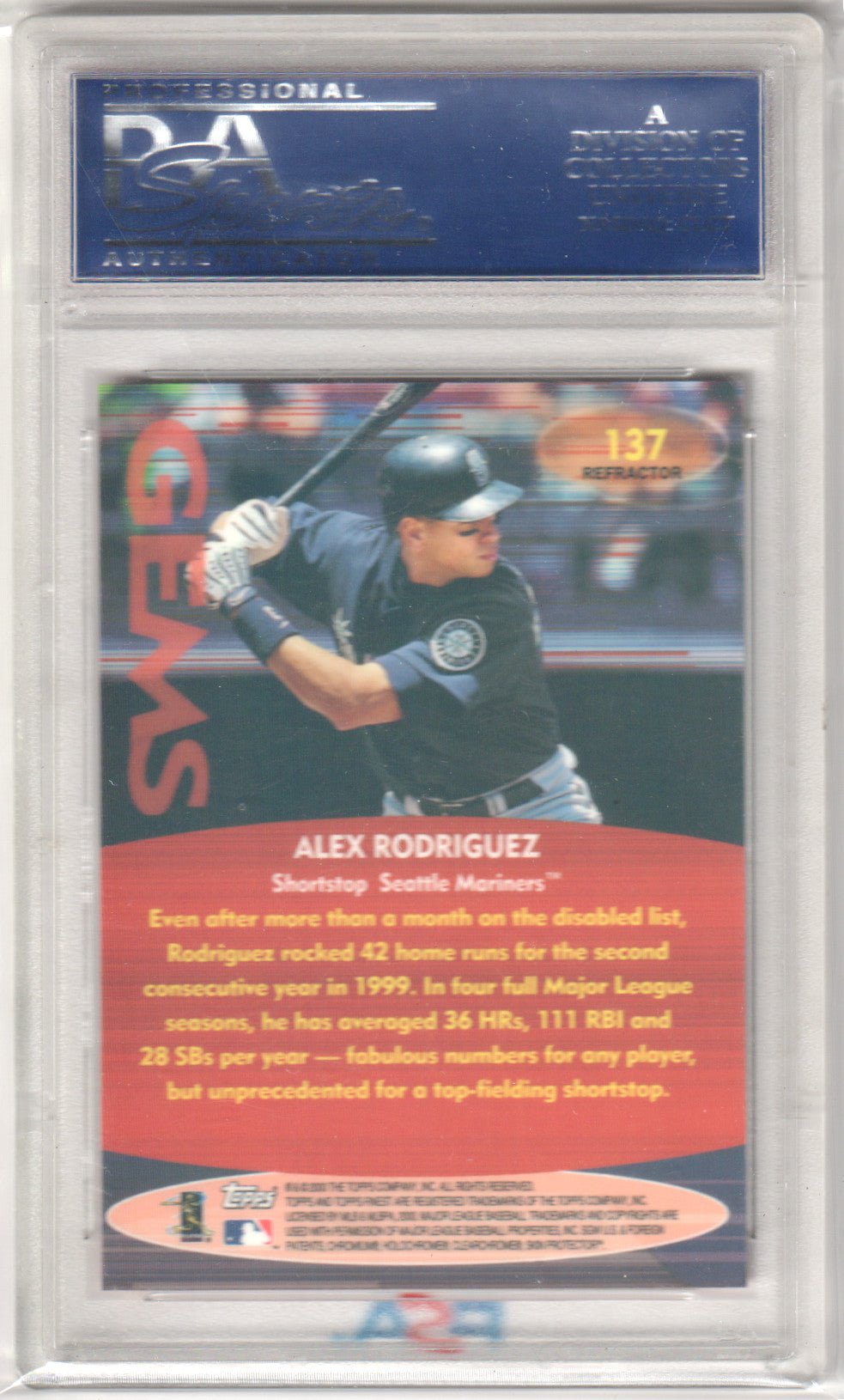 ALEX RODRIGUEZ 2000 Topps Finest 137 Refractor PSA 10 GEM MINT - MARINERS - Columbia Hobby - Sports Card Boxes - Toploaders - Card Savers