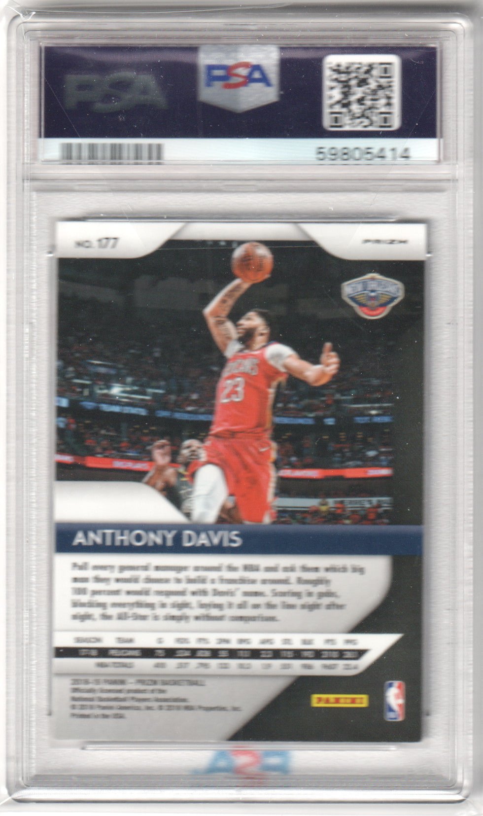 ANTHONY DAVIS 2018 - 19 Panini Prizm #177 Red White Blue PSA 9 MINT - LAKERS - Columbia Hobby - Sports Card Boxes - Toploaders - Card Savers