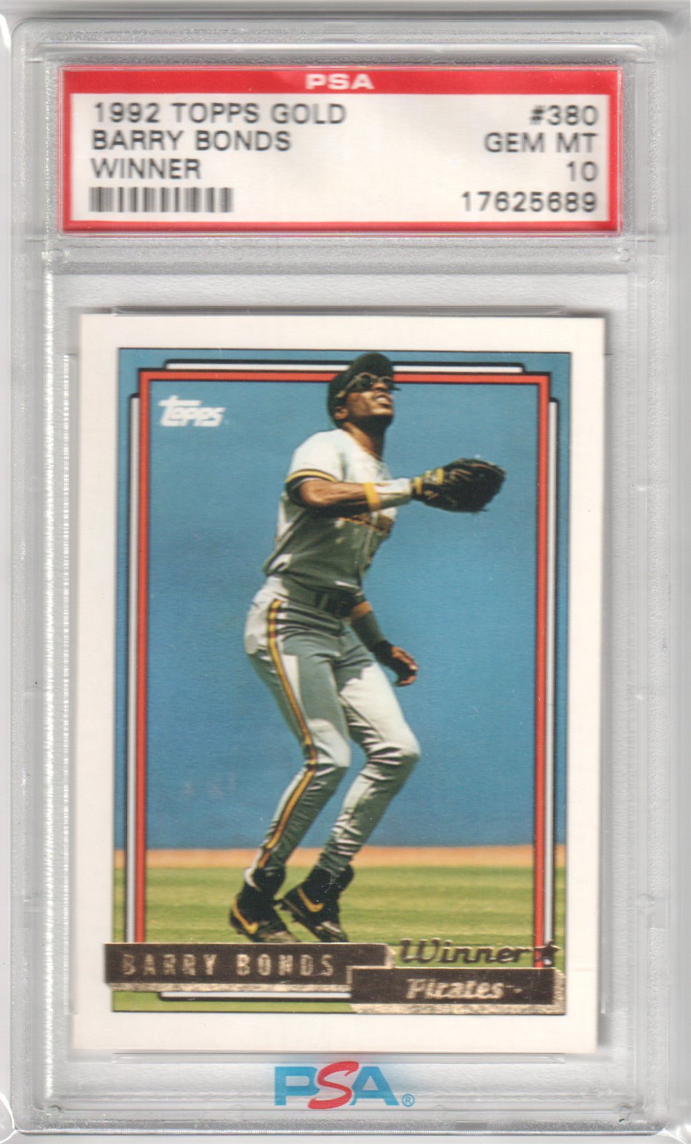 BARRY BONDS 1992 Topps Gold #380 Winner PSA 10 GEM MINT - GIANTS - Columbia Hobby - Sports Card Boxes - Toploaders - Card Savers