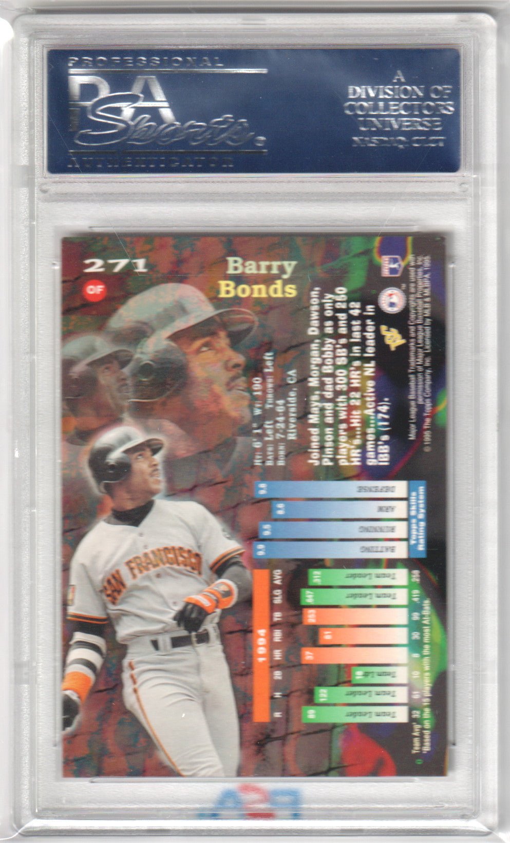BARRY BONDS 1995 Stadium Club #271 World Series Winners PSA 10 GEM MINT Pop 5 - Columbia Hobby - Sports Card Boxes - Toploaders - Card Savers