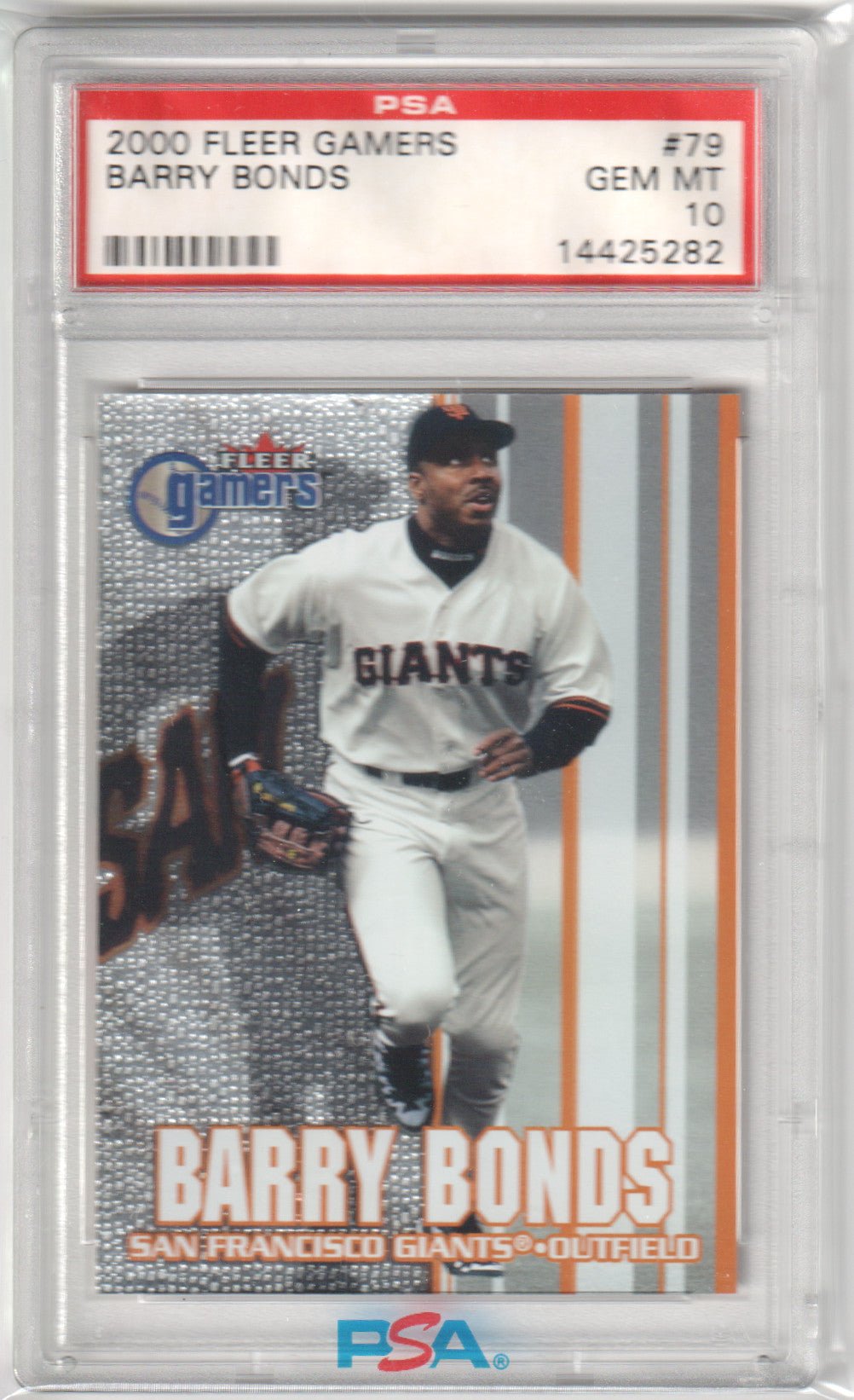 BARRY BONDS 2000 Fleer Gamers #79 PSA 10 GEM MINT - GIANTS Pop 18 - Columbia Hobby - Sports Card Boxes - Toploaders - Card Savers