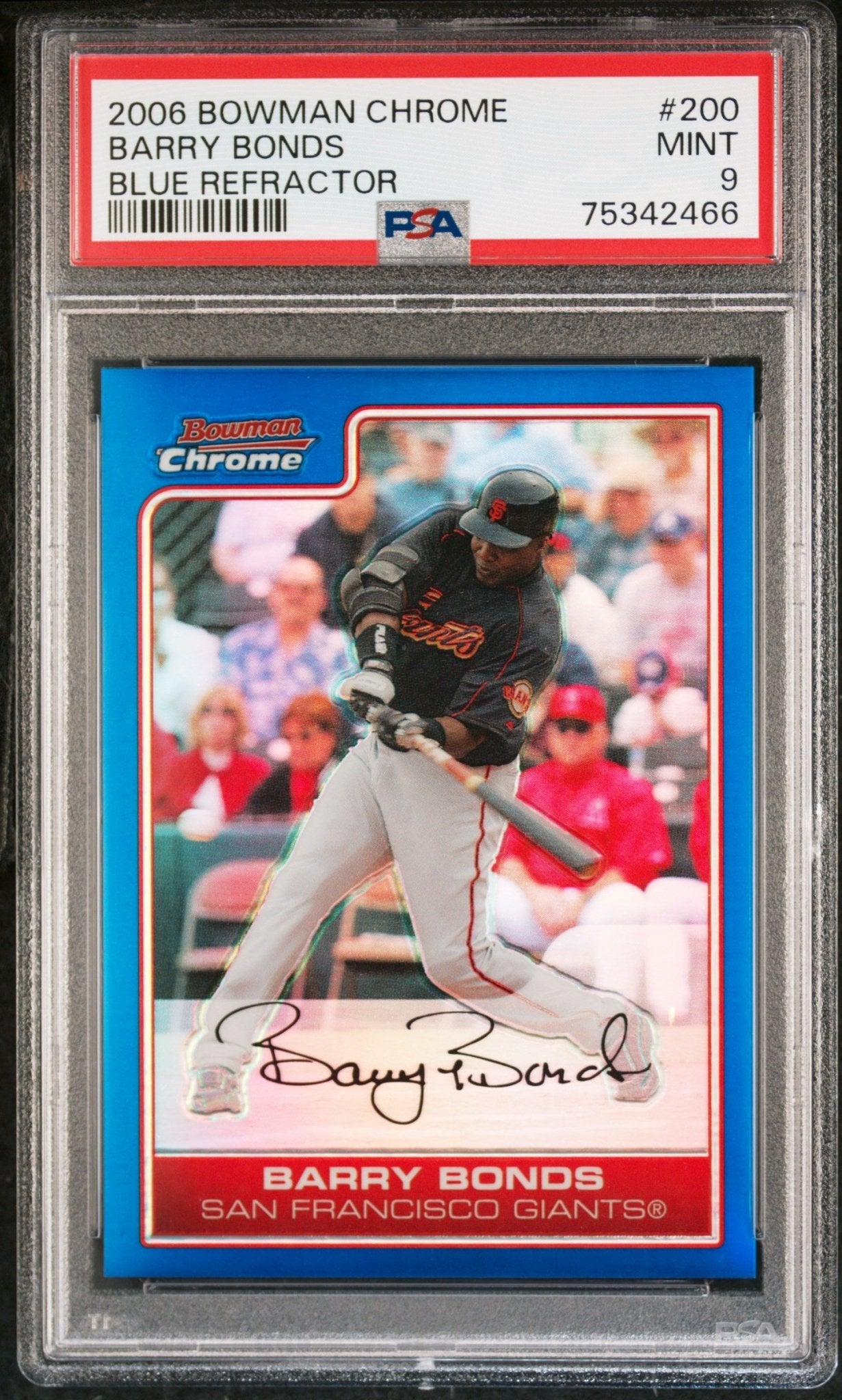 BARRY BONDS 2006 Bowman Chrome #/150 Blue Refractor PSA 9 MINT GIANTS Pop 11 - Columbia Hobby - Sports Card Boxes - Toploaders - Card Savers