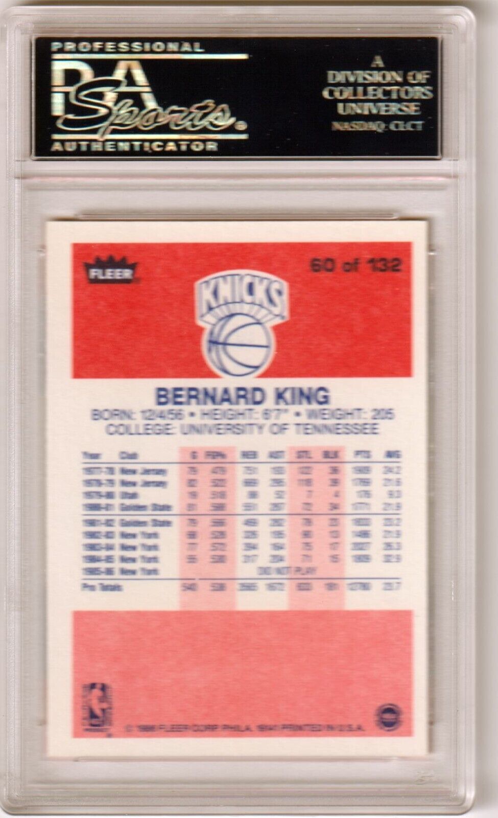 BERNARD KING 1986 - 87 Fleer #60 PSA 9 MINT - KNICKS - Columbia Hobby - Sports Card Boxes - Toploaders - Card Savers