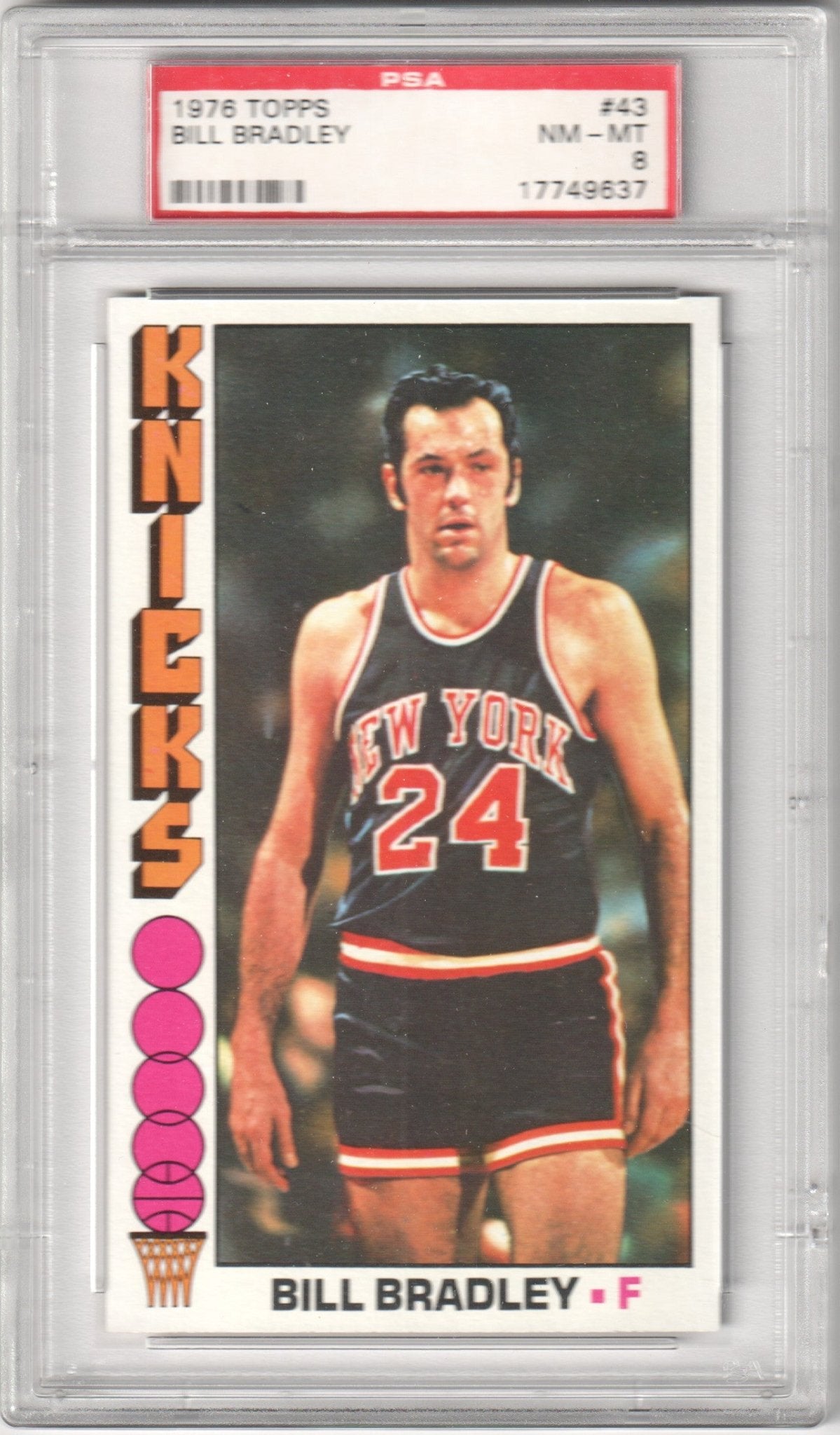 BILL BRADLEY 1976 Topps #43 PSA 8 NM - MT - KNICKS - Columbia Hobby - Sports Card Boxes - Toploaders - Card Savers
