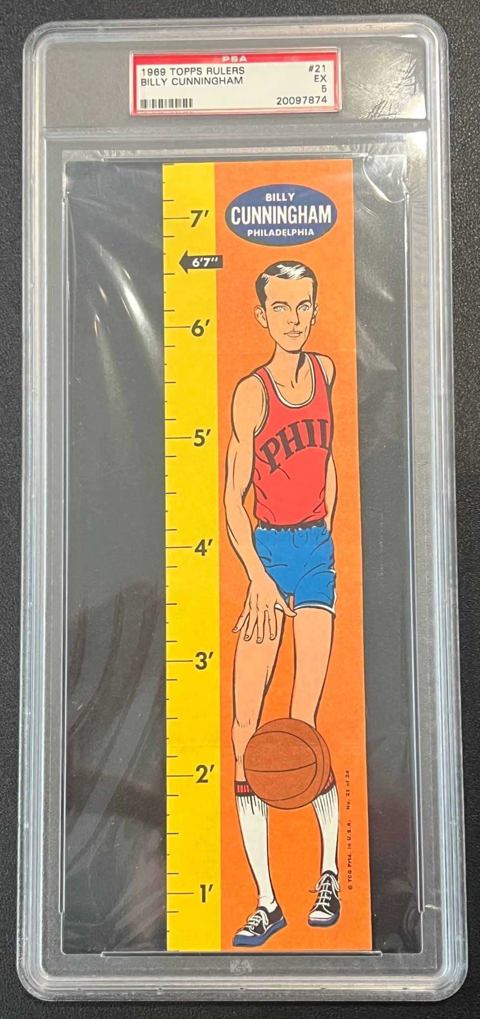 BILLY CUNNINGHAM 1969 - 70 Topps Rulers #21 PSA 5 EX - 76ERS - Columbia Hobby - Sports Card Boxes - Toploaders - Card Savers