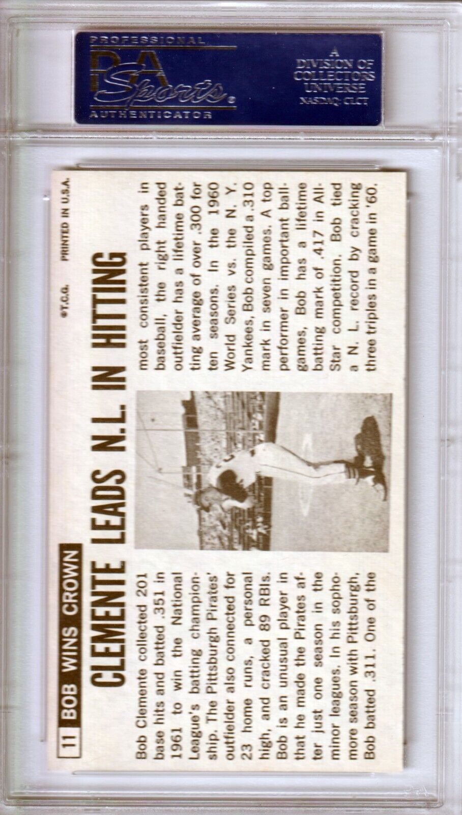 BOB ROBERTO CLEMENTE 1964 Topps Giants #11 PSA 8 NM - MT - PIRATES - Columbia Hobby - Sports Card Boxes - Toploaders - Card Savers