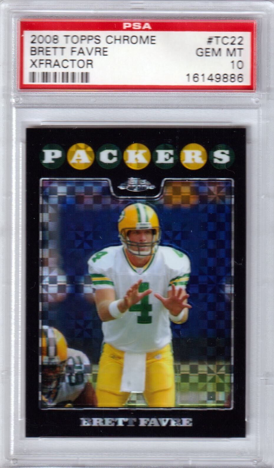 BRETT FAVRE 2008 Topps Chrome X - fractor #TC22 PSA 10 GEM MINT - PACKERS - Columbia Hobby - Sports Card Boxes - Toploaders - Card Savers