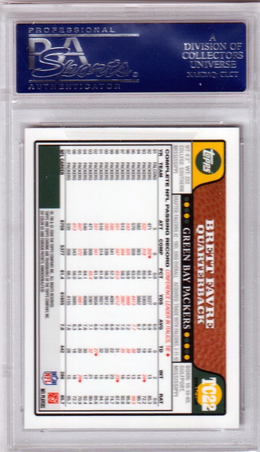 BRETT FAVRE 2008 Topps Chrome X - fractor #TC22 PSA 10 GEM MINT - PACKERS - Columbia Hobby - Sports Card Boxes - Toploaders - Card Savers