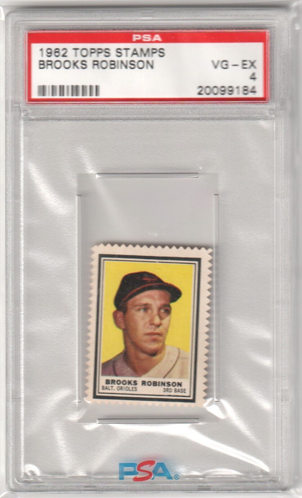 BROOKS ROBINSON 1962 Topps Stamps PSA 4 VG - EX - ORIOLES - Columbia Hobby - Sports Card Boxes - Toploaders - Card Savers