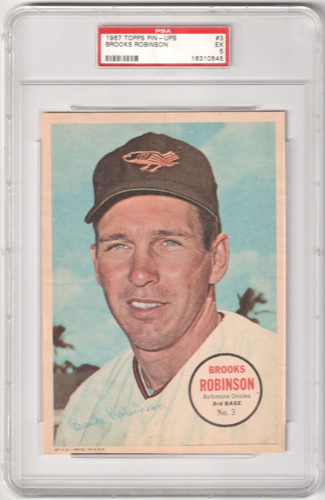 BROOKS ROBINSON 1967 Topps Pin - Ups #3 PSA 5 EX - ORIOLES - Columbia Hobby - Sports Card Boxes - Toploaders - Card Savers