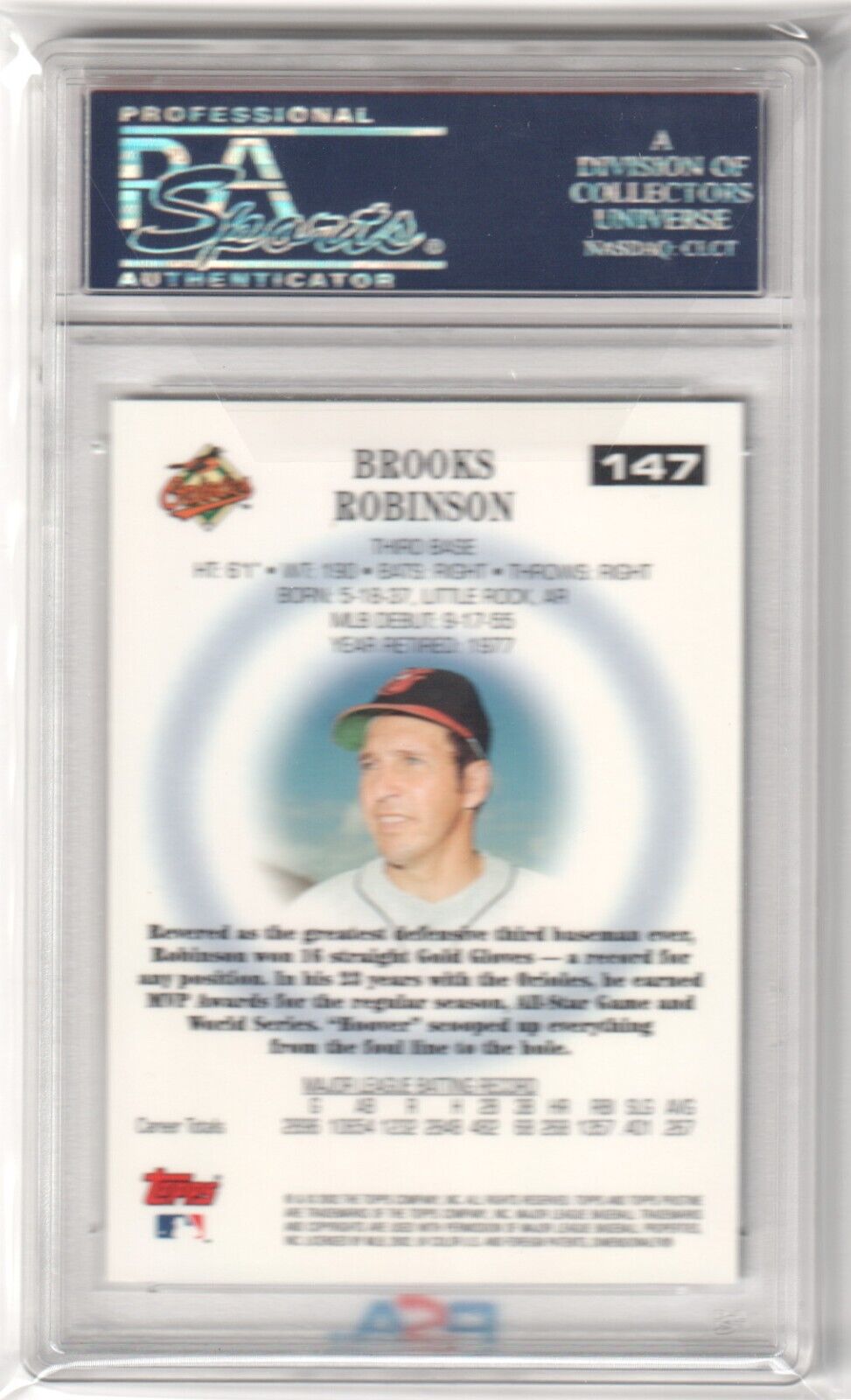 BROOKS ROBINSON 2002 Topps Pristine #147 PSA 10 GEM MINT - ORIOLES - Columbia Hobby - Sports Card Boxes - Toploaders - Card Savers