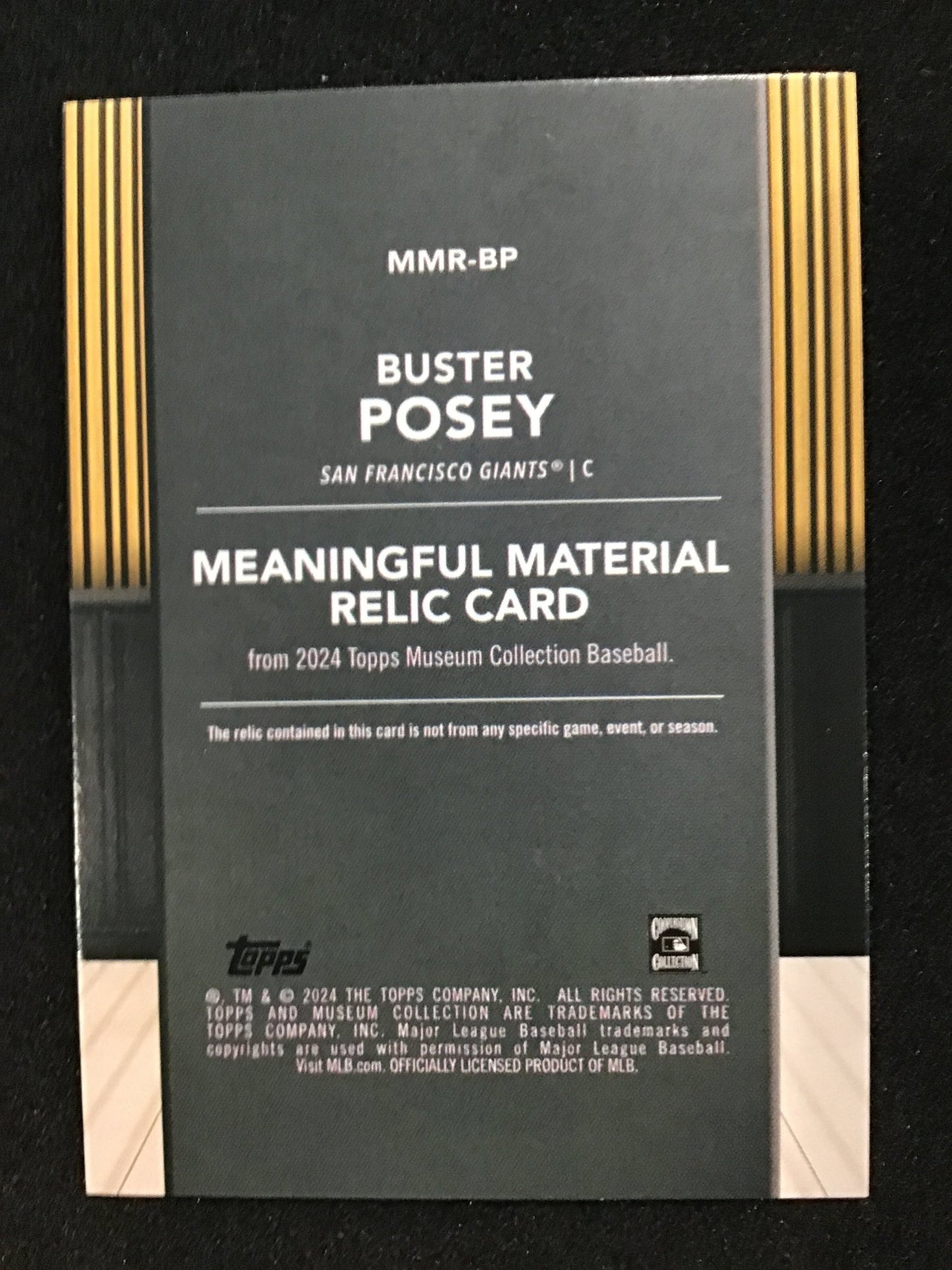 Buster Posey 2024 Topps Museum Collection Game Used Patch /99 #MMR - BP - Columbia Hobby - Sports Card Boxes - Toploaders - Card Savers