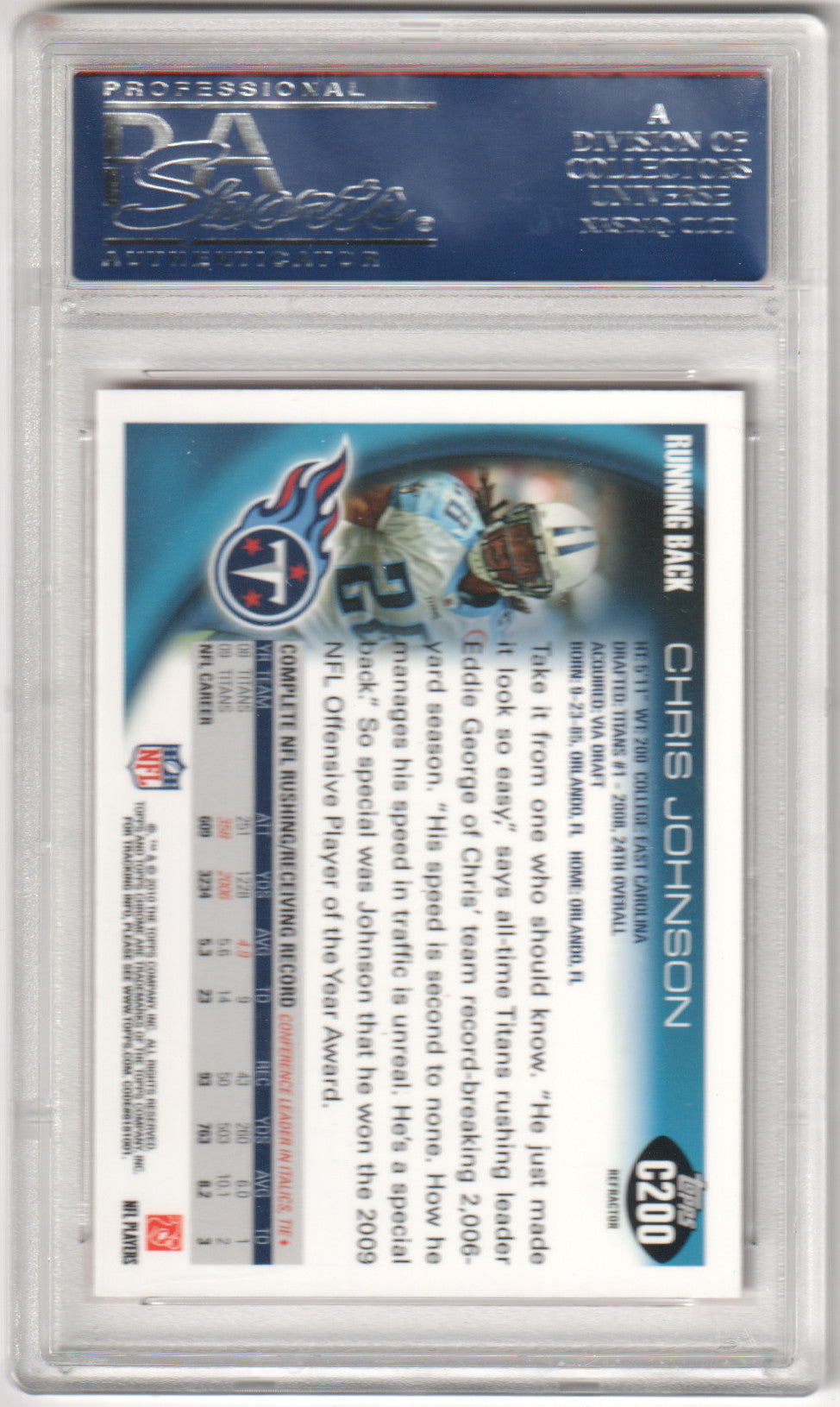 CHRIS JOHNSON 2010 Topps Chrome #C200 Orange Refractor PSA 10 GEM MINT Pop 2