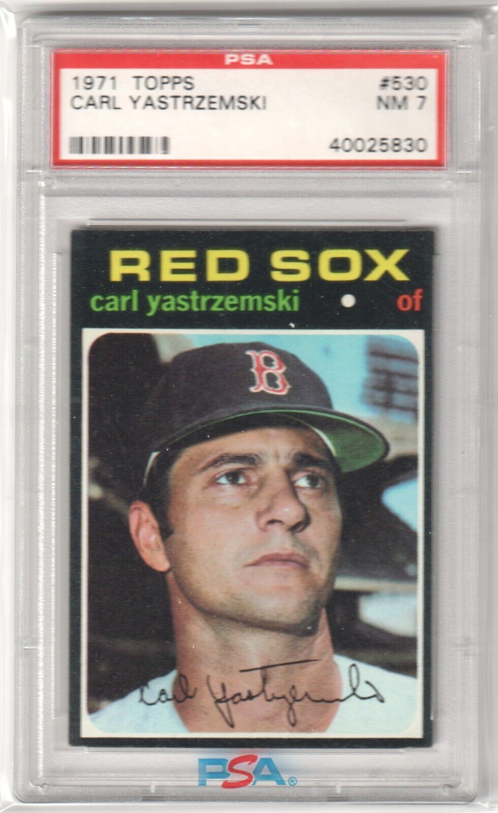 CARL YASTRZEMSKI 1971 Topps #530 PSA 7 NM - RED SOX - Columbia Hobby - Sports Card Boxes - Toploaders - Card Savers