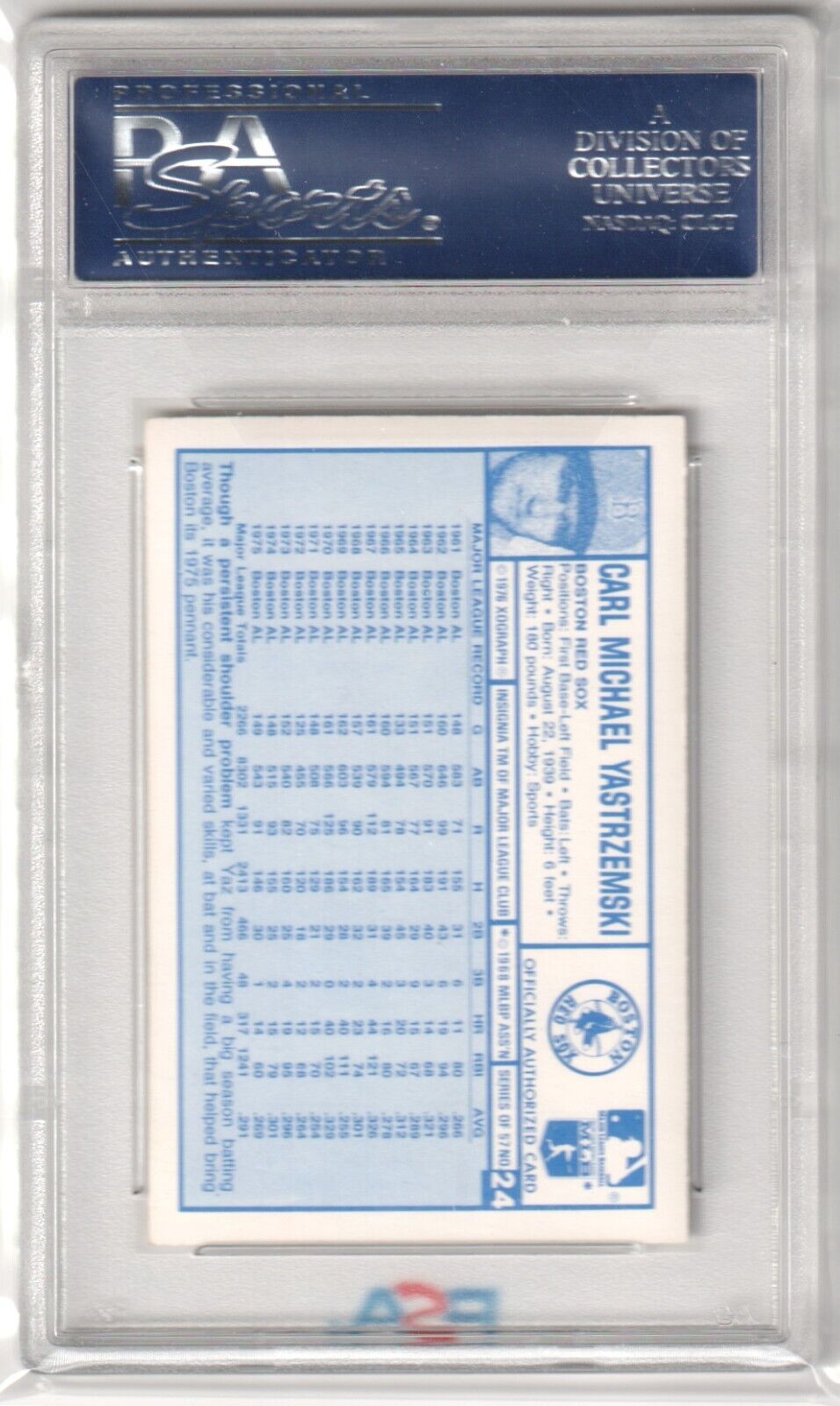 CARL YASTRZEMSKI 1976 Kellogg's 3 - D Super Stars #24 PSA 9 MINT - RED SOX - Columbia Hobby - Sports Card Boxes - Toploaders - Card Savers