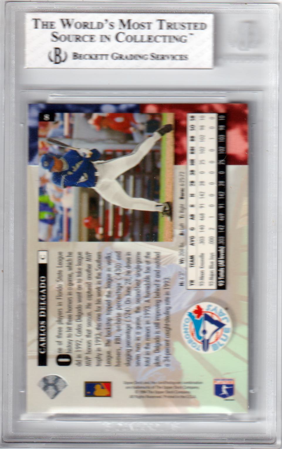 CARLOS DELGADO 1994 Upper Deck Electric Diamond RC Rookie #8 BGS 7.5 NMT+ - Columbia Hobby - Sports Card Boxes - Toploaders - Card Savers