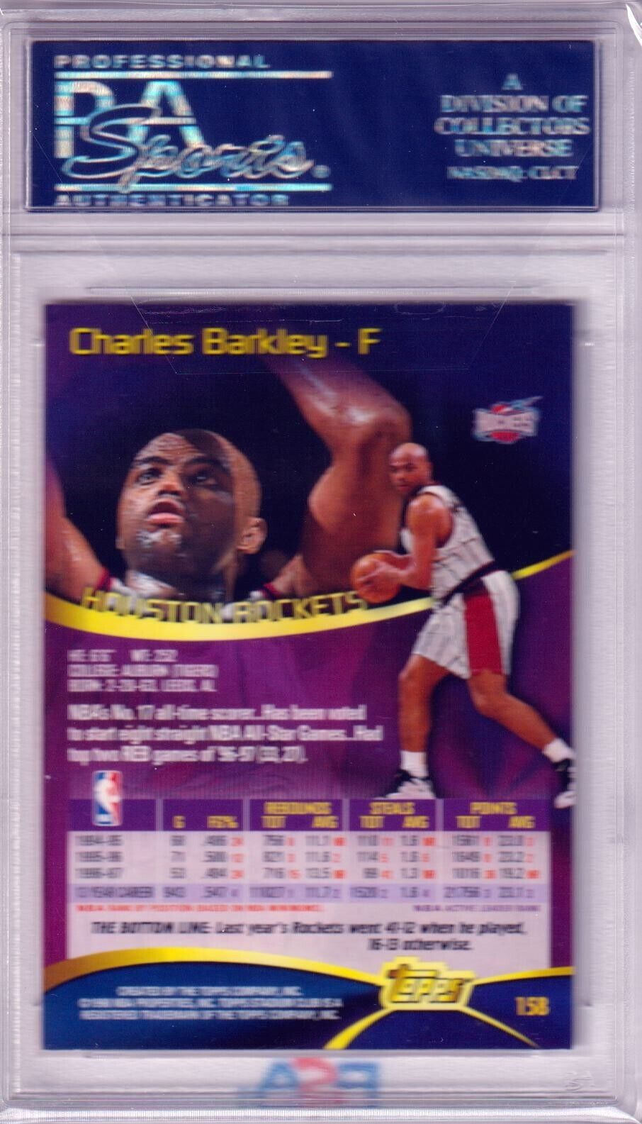CHARLES BARKLEY 1997 - 98 Topps Stadium Club #158 PSA 10 GEM MINT - SUNS - Columbia Hobby - Sports Card Boxes - Toploaders - Card Savers
