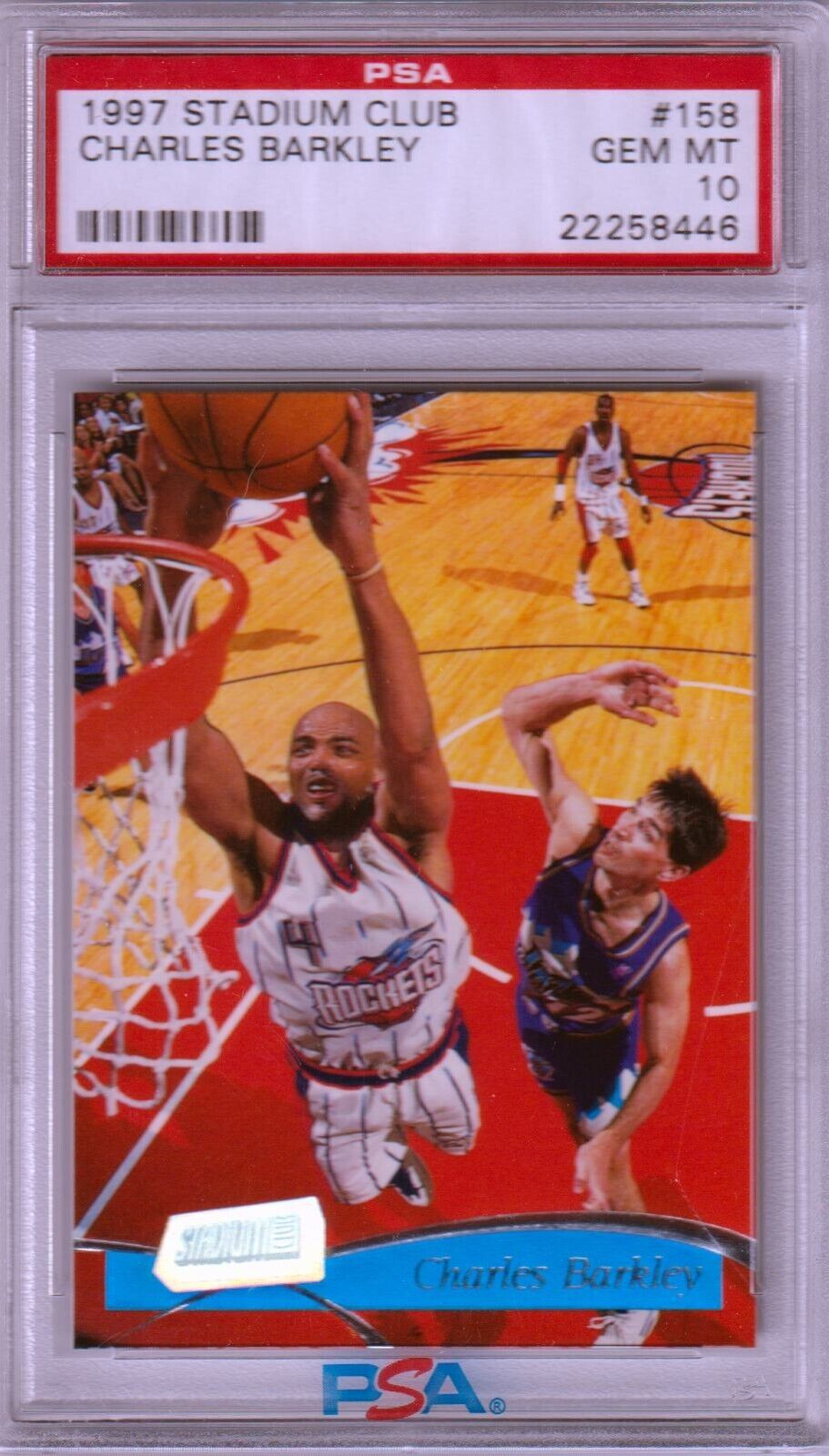 CHARLES BARKLEY 1997 - 98 Topps Stadium Club #158 PSA 10 GEM MINT - SUNS - Columbia Hobby - Sports Card Boxes - Toploaders - Card Savers