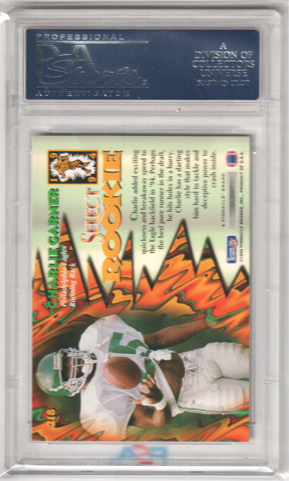 CHARLIE GARNER 1994 Select RC Rookie 218 PSA 10 GEM MINT - EAGLES Pop 1 - Columbia Hobby - Sports Card Boxes - Toploaders - Card Savers