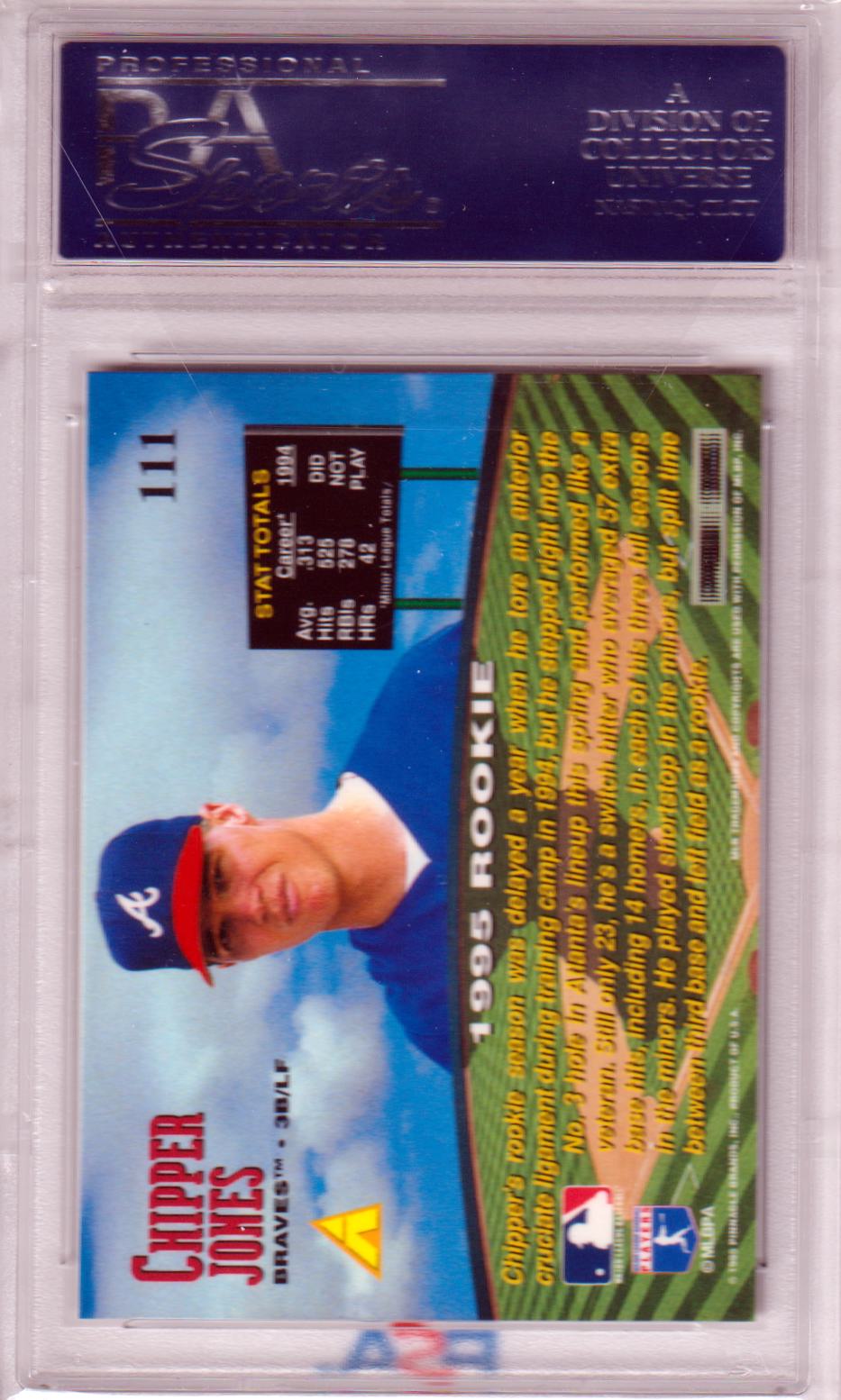 CHIPPER JONES 1995 Pinnacle Zenith RC Rookie #111 PSA 10 GEM MINT - BRAVES - Columbia Hobby - Sports Card Boxes - Toploaders - Card Savers