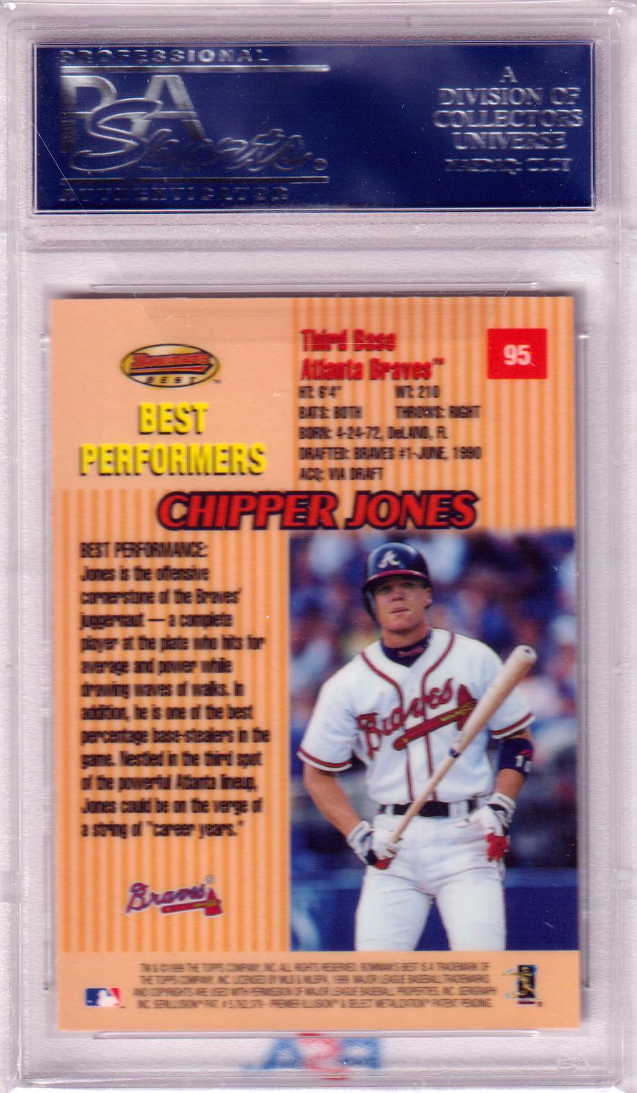 CHIPPER JONES 1999 Bowman's Best #95 PSA 10 GEM MINT BRAVES Pop 7 - Columbia Hobby - Sports Card Boxes - Toploaders - Card Savers