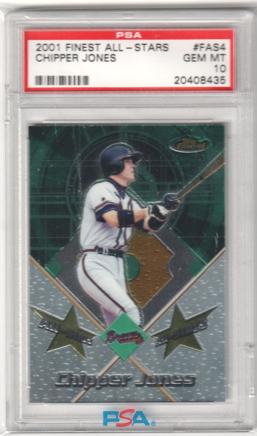 CHIPPER JONES 2001 Topps Finest All Stars #FAS4 PSA 10 GEM MINT - BRAVES Pop 9 - Columbia Hobby - Sports Card Boxes - Toploaders - Card Savers