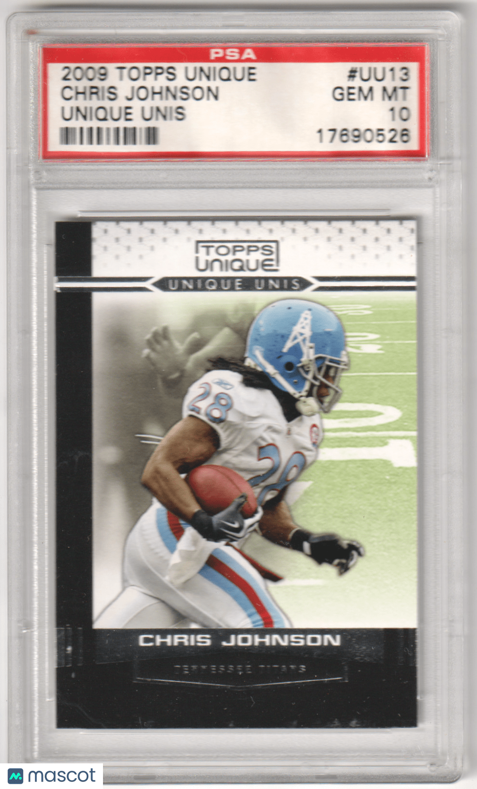 CHRIS JOHNSON 2009 Topps Unique Unique Unis UU13 PSA 10 GEM MINT OILERS Pop 1 - Columbia Hobby - Sports Card Boxes - Toploaders - Card Savers