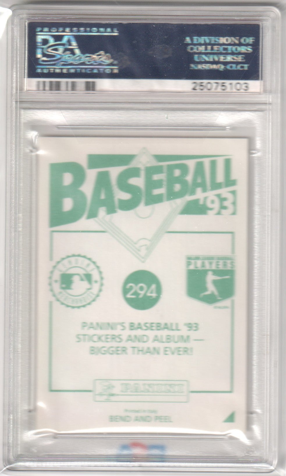CHRIS SABO 1993 Panini Stickers #294 PSA 6 E - MT - REDS - Columbia Hobby - Sports Card Boxes - Toploaders - Card Savers