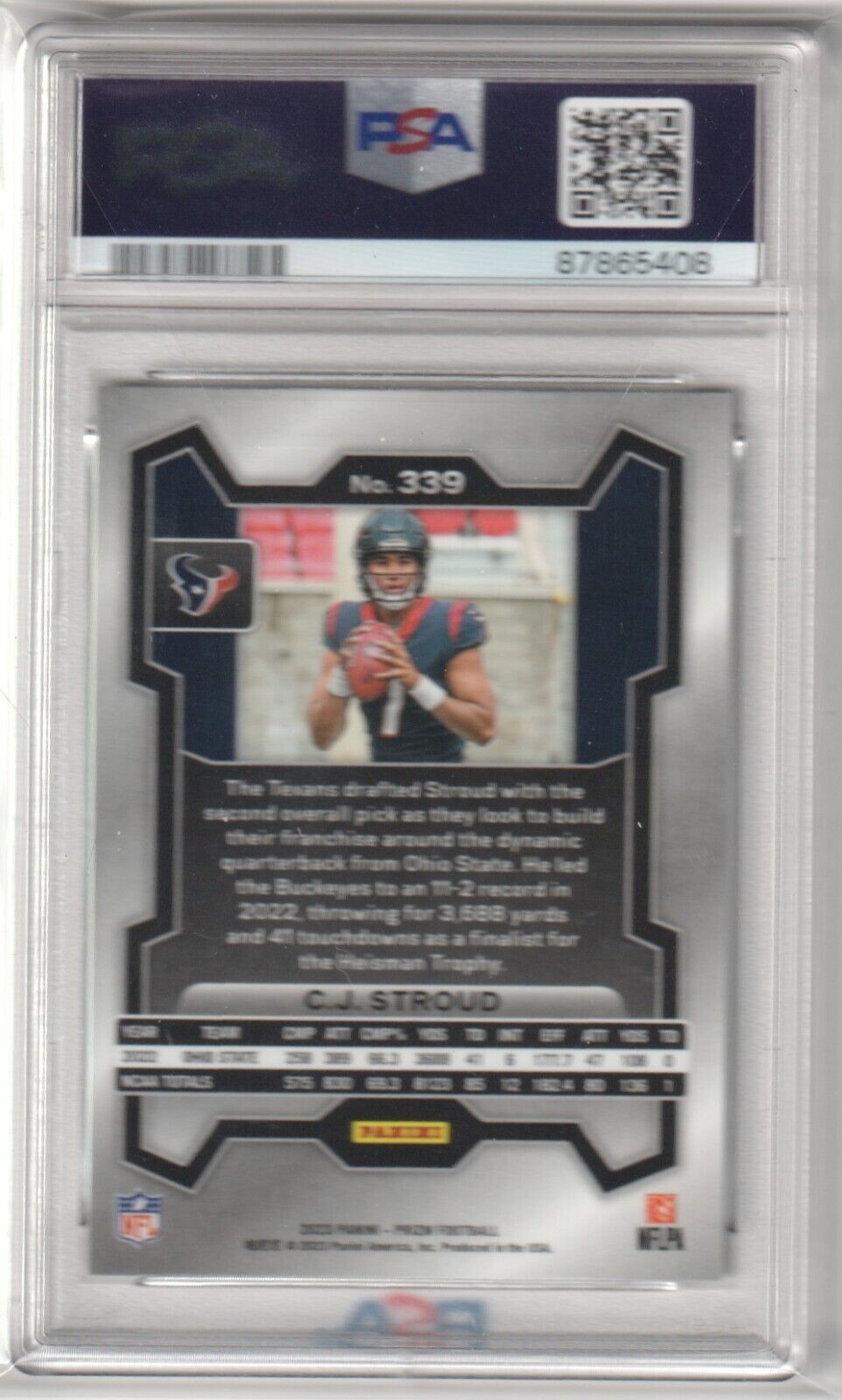 C.J. STROUD 2023 Prizm Rookie RC #339 PSA 9 MINT - TEXANS - Columbia Hobby - Sports Card Boxes - Toploaders - Card Savers