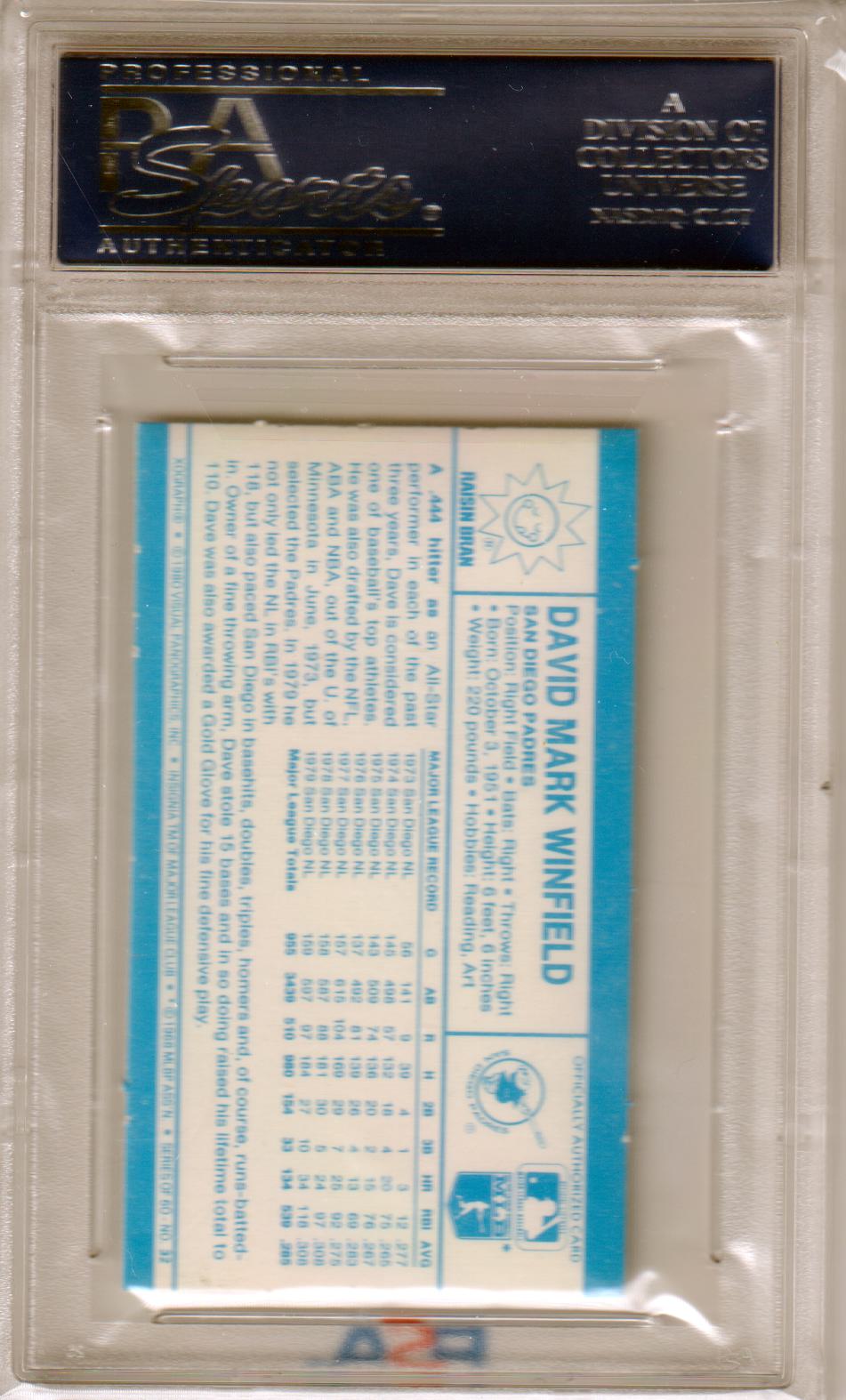 DAVE WINFIELD 1980 Kellogg's 3D Super Stars #32 PSA 10 GEM MINT - PADRES - Columbia Hobby - Sports Card Boxes - Toploaders - Card Savers