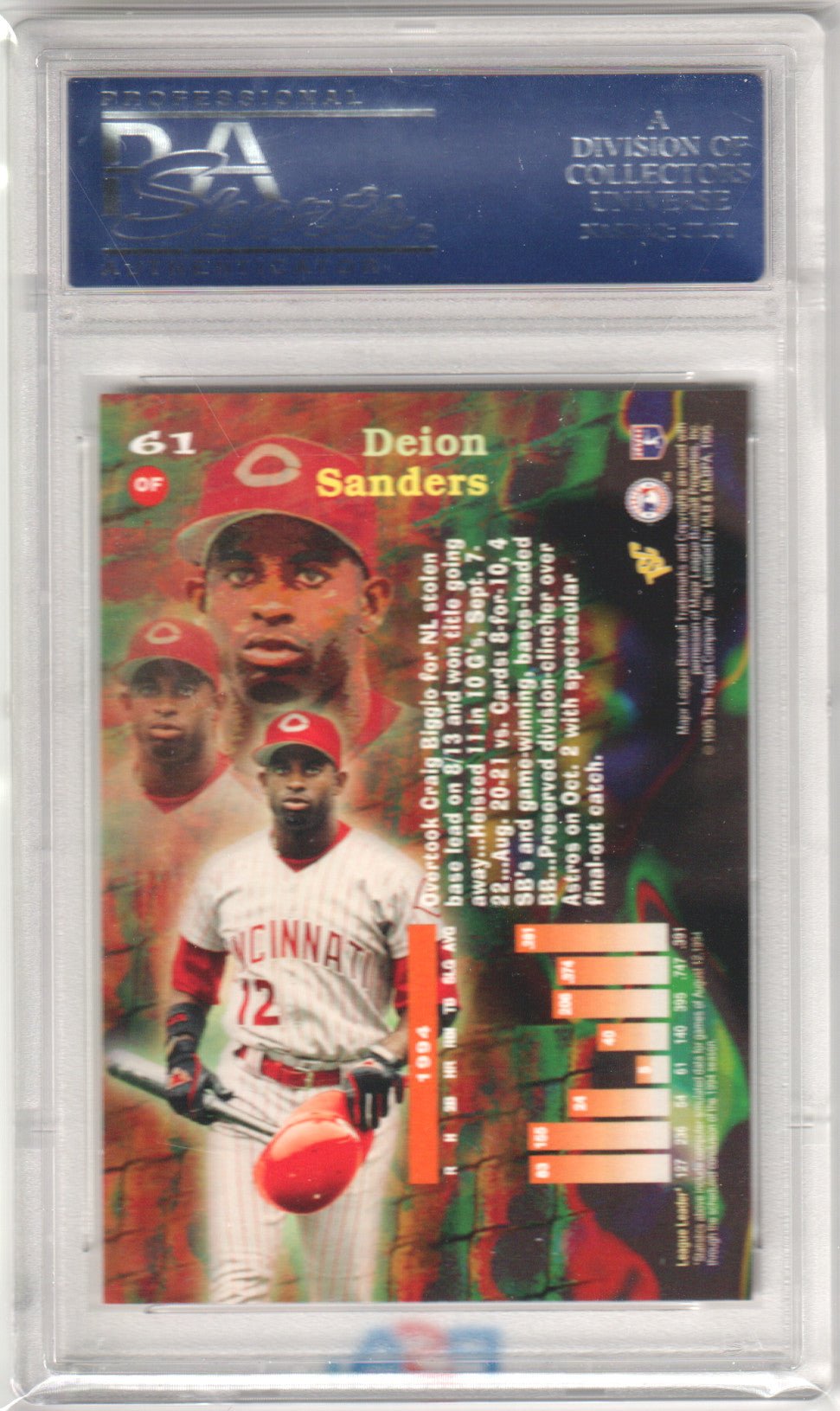DEION SANDERS 1995 Topps Stadium Club #61 Virtual Reality PSA 10 GEM MINT Pop 1 - Columbia Hobby - Sports Card Boxes - Toploaders - Card Savers