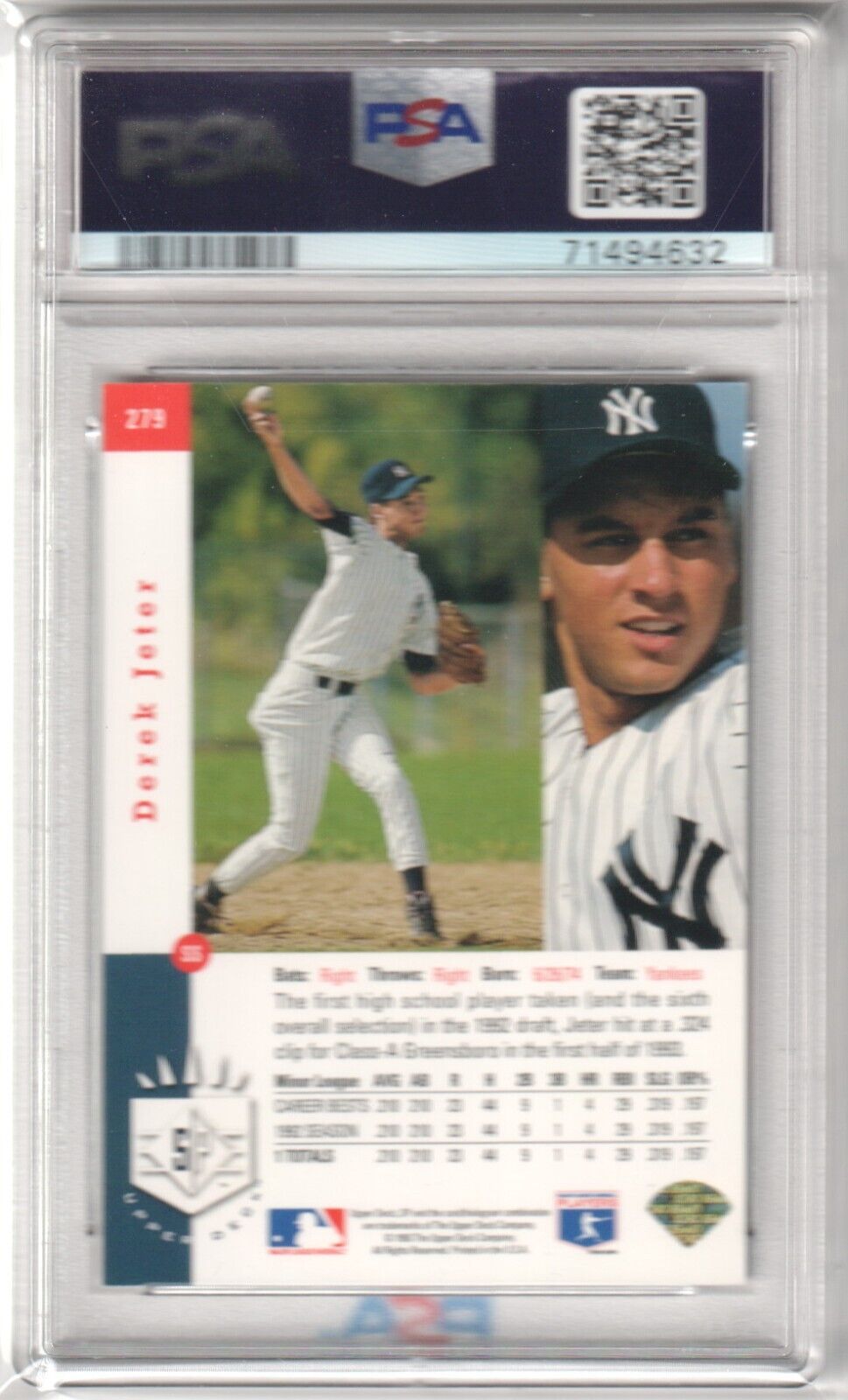 DEREK JETER 1993 Upper Deck SP Foil RC Rookie #279 PSA 7 NM - YANKEES - Columbia Hobby - Sports Card Boxes - Toploaders - Card Savers