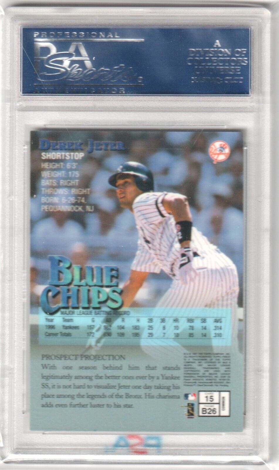 DEREK JETER 1997 Topps Finest Blue Chips #15 PSA 10 GEM MINT - YANKEES - Columbia Hobby - Sports Card Boxes - Toploaders - Card Savers