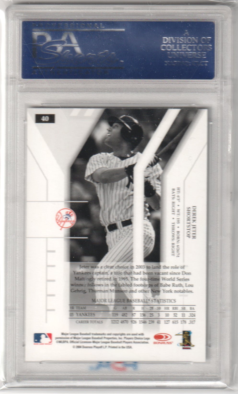DEREK JETER 2004 Donruss Elite Extra Edition #40 PSA 10 GEM MINT - YANKEES - Columbia Hobby - Sports Card Boxes - Toploaders - Card Savers