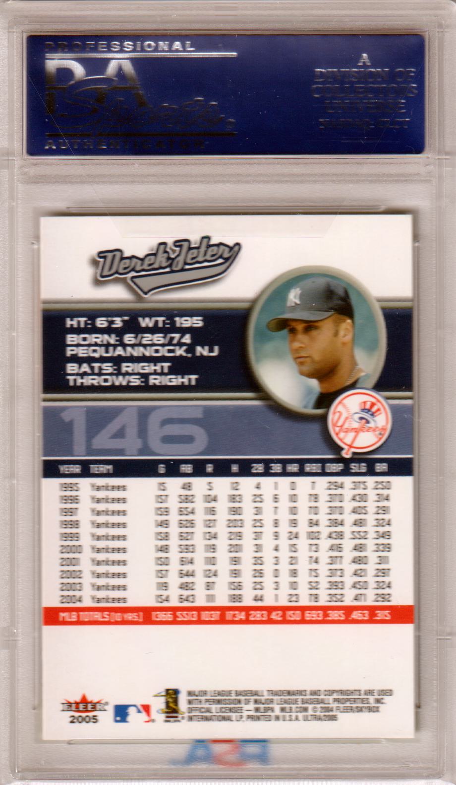 DEREK JETER 2005 Fleer Ultra #146 PSA 10 GEM MINT - YANKEES - Columbia Hobby - Sports Card Boxes - Toploaders - Card Savers