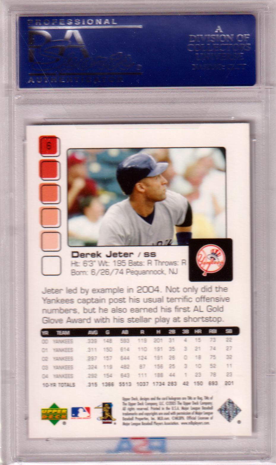 DEREK JETER 2005 Upper Deck Pros & Prospects #6 PSA 10 GEM MINT - YANKEES - Columbia Hobby - Sports Card Boxes - Toploaders - Card Savers