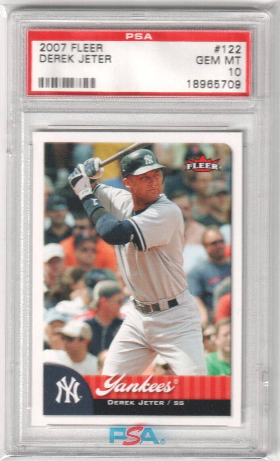 DEREK JETER 2007 Fleer #122 PSA 10 GEM MINT - YANKEES - Columbia Hobby - Sports Card Boxes - Toploaders - Card Savers