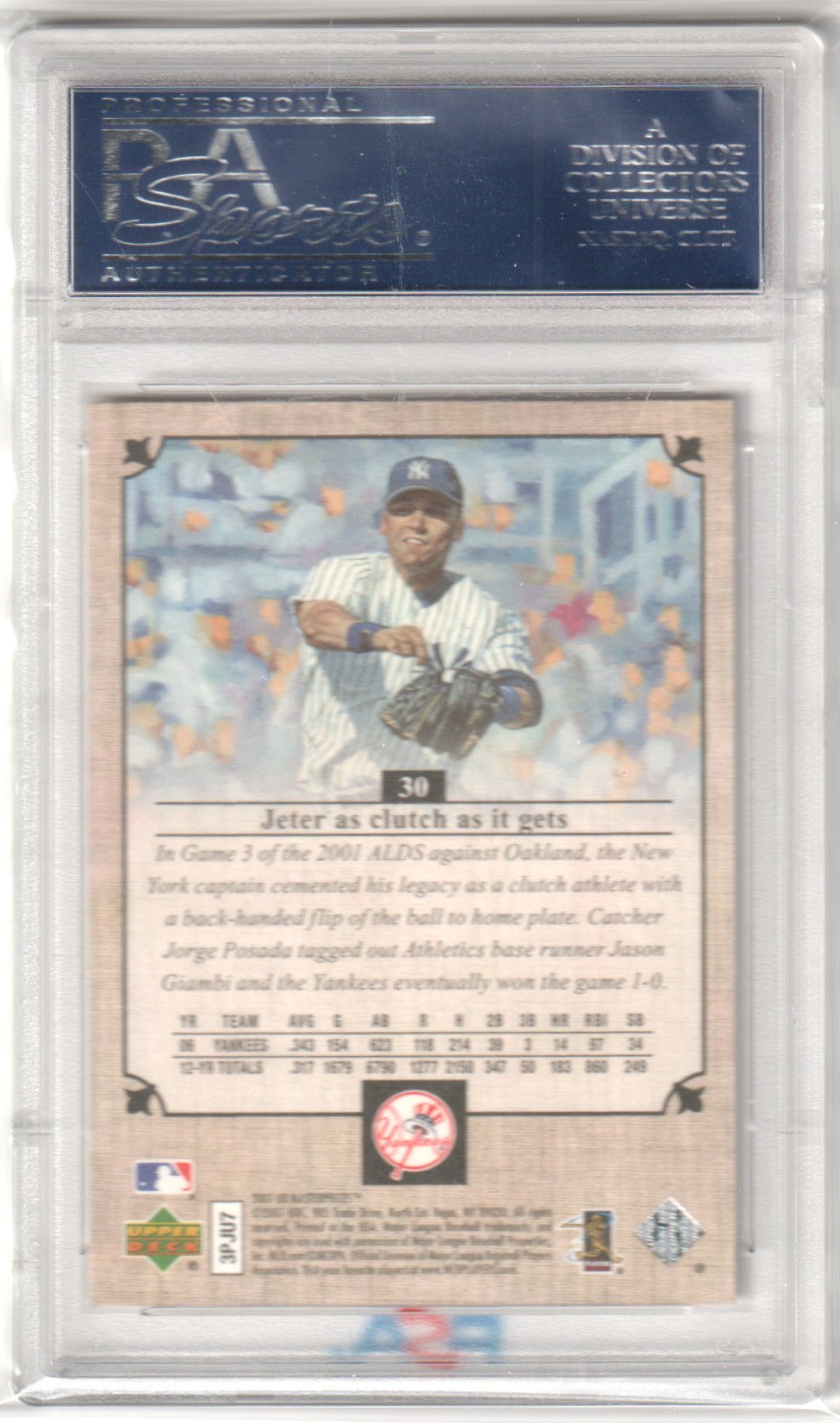 DEREK JETER 2007 Upper Deck Masterpieces #30 PSA 10 GEM MINT - YANKEES - Columbia Hobby - Sports Card Boxes - Toploaders - Card Savers