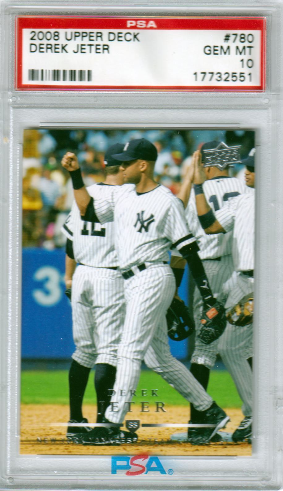 DEREK JETER 2008 Upper Deck #780 PSA 10 GEM MINT - YANKEES - Columbia Hobby - Sports Card Boxes - Toploaders - Card Savers