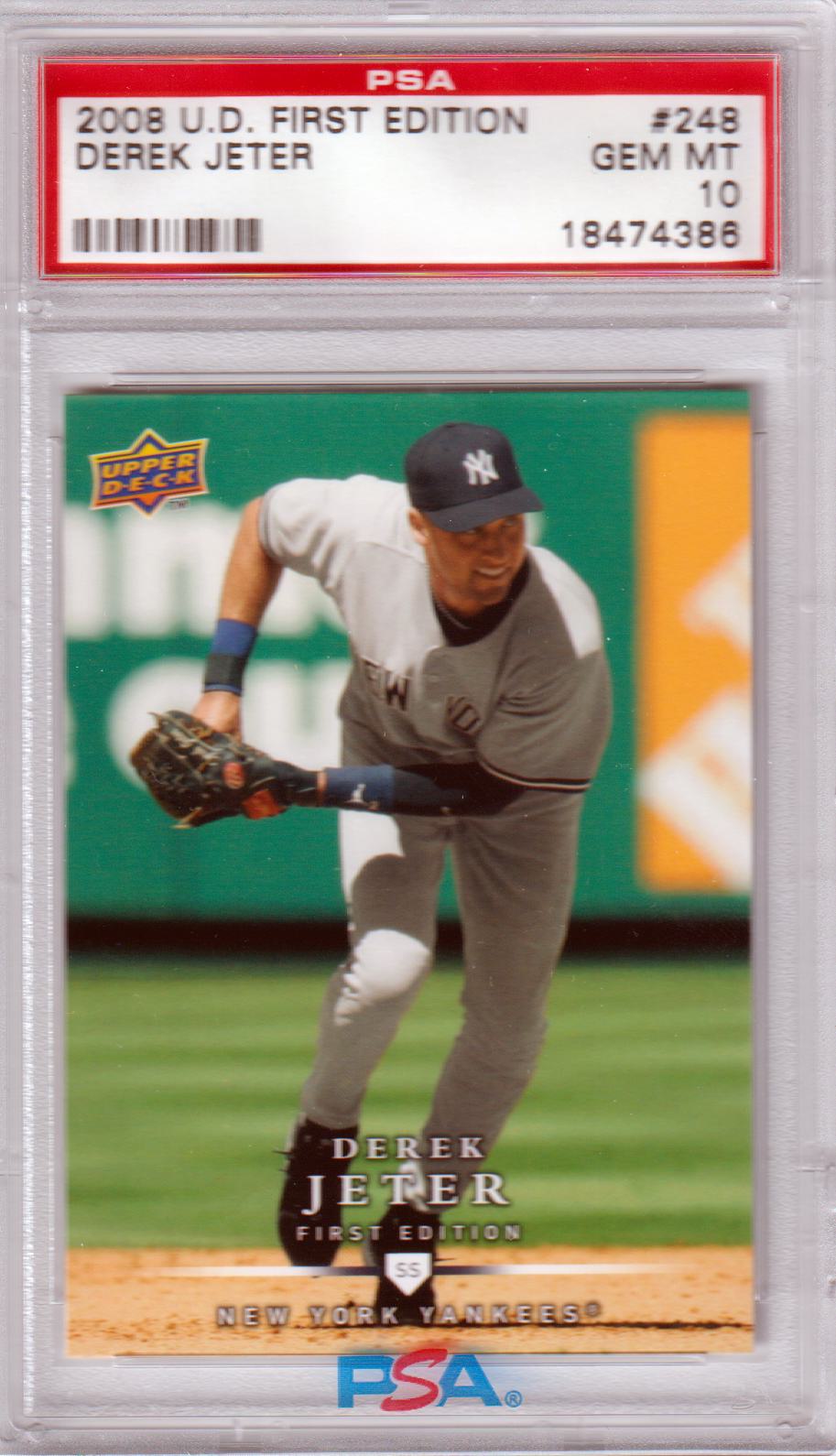 DEREK JETER 2008 Upper Deck First Edition #248 PSA 10 GEM MINT - YANKEES - Columbia Hobby - Sports Card Boxes - Toploaders - Card Savers