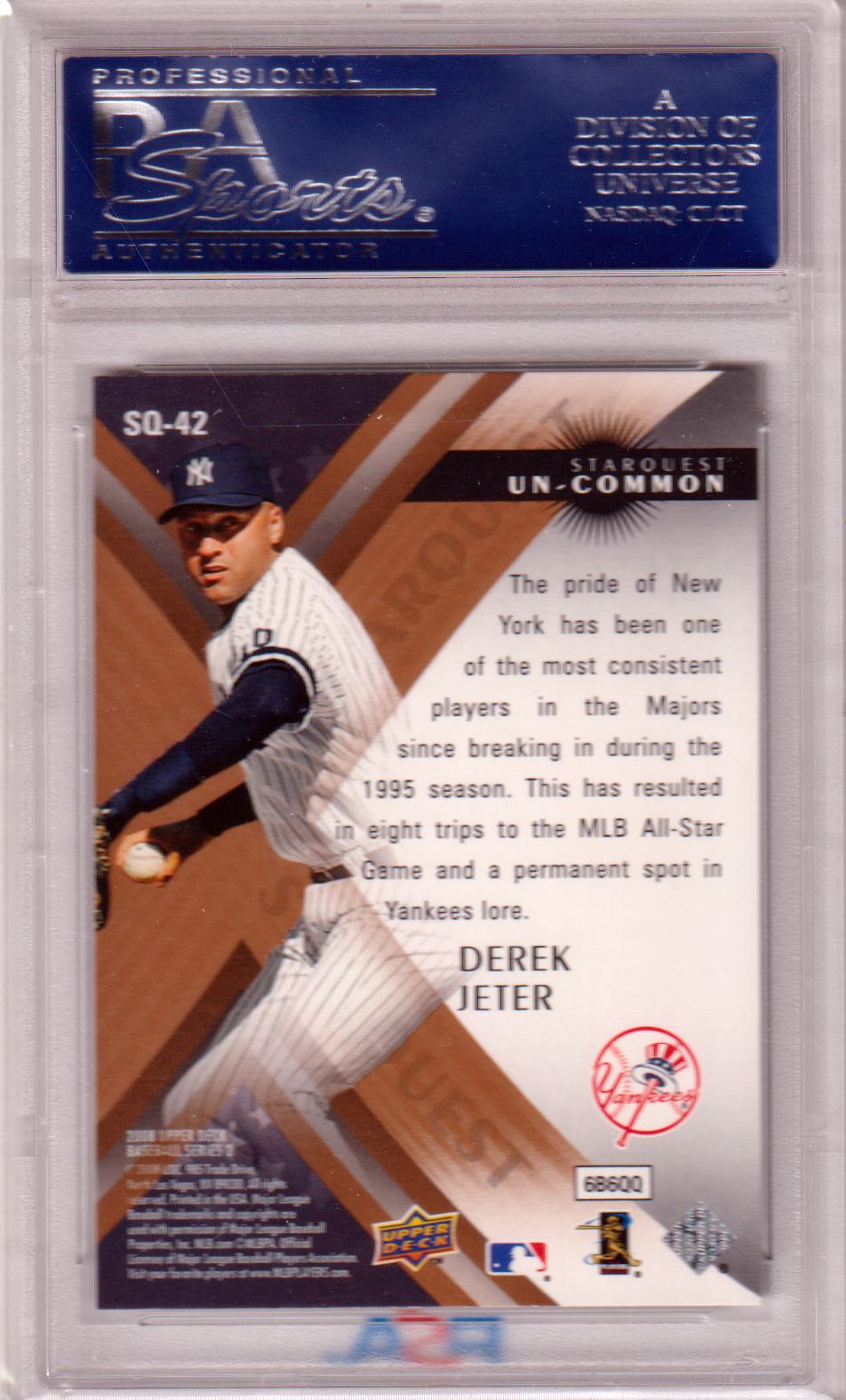 Derek Jeter 2008 Upper Deck Starquest #SQ - 42 Uncommon PSA 10 - Columbia Hobby - Sports Card Boxes - Toploaders - Card Savers
