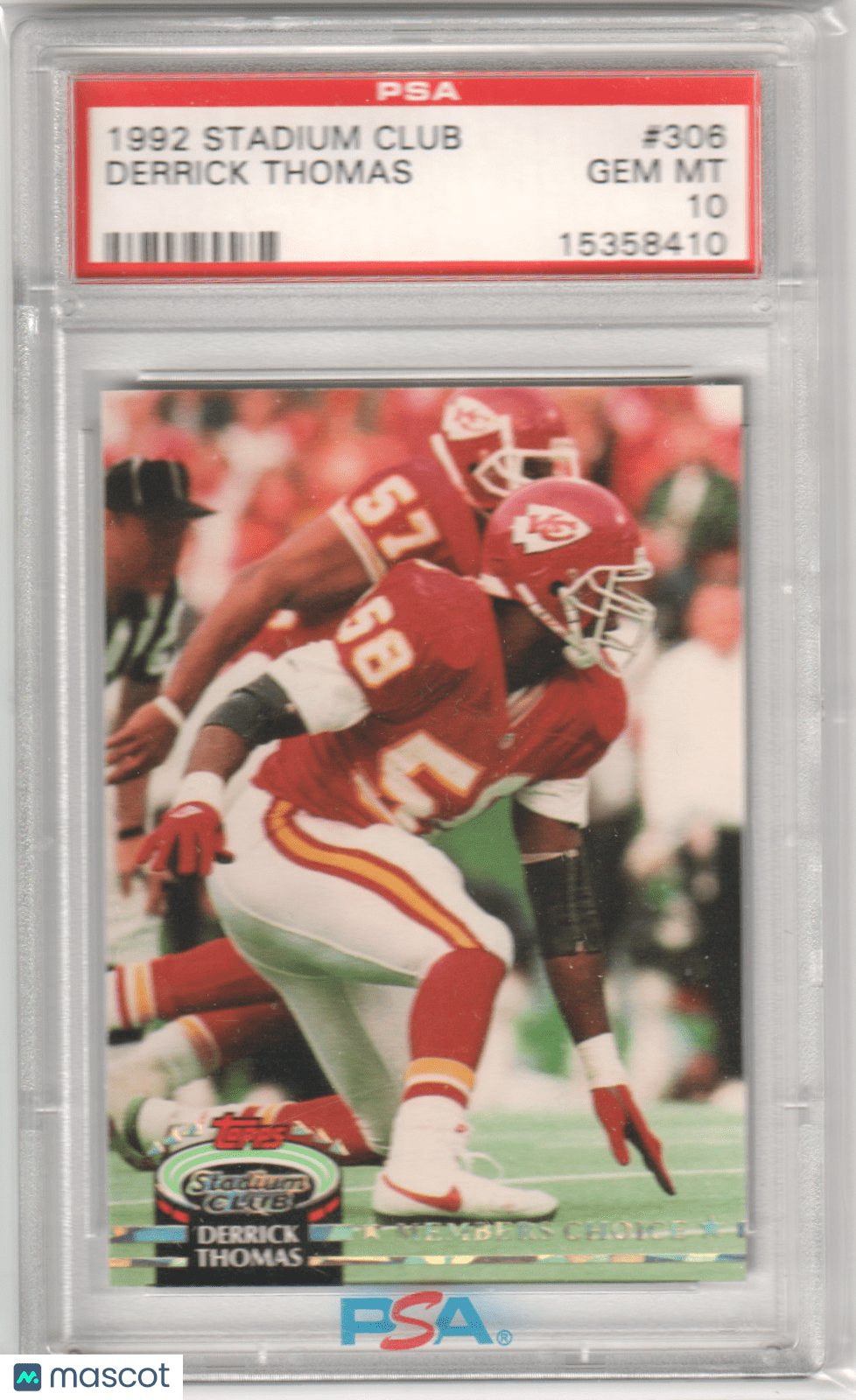 DERRICK THOMAS 1992 Topps Stadium Club 306 PSA 10 GEM MINT - CHIEFS - Columbia Hobby - Sports Card Boxes - Toploaders - Card Savers