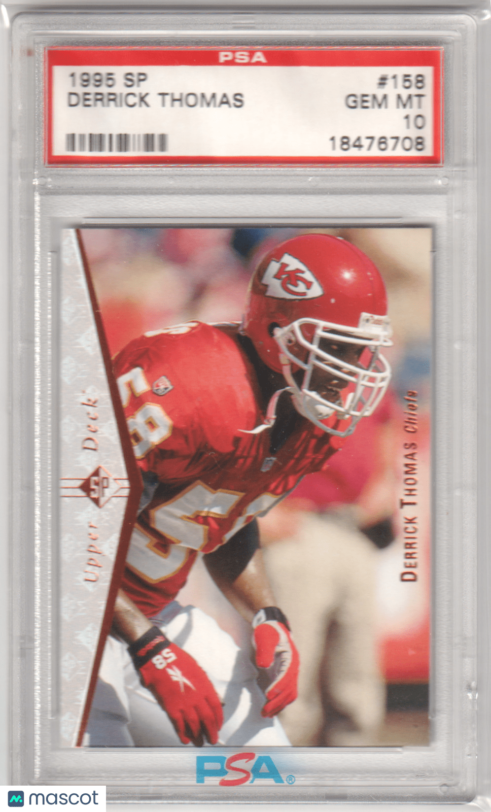 DERRICK THOMAS 1995 Upper Deck SP 158 PSA 10 GEM MINT - CHIEFS - Columbia Hobby - Sports Card Boxes - Toploaders - Card Savers