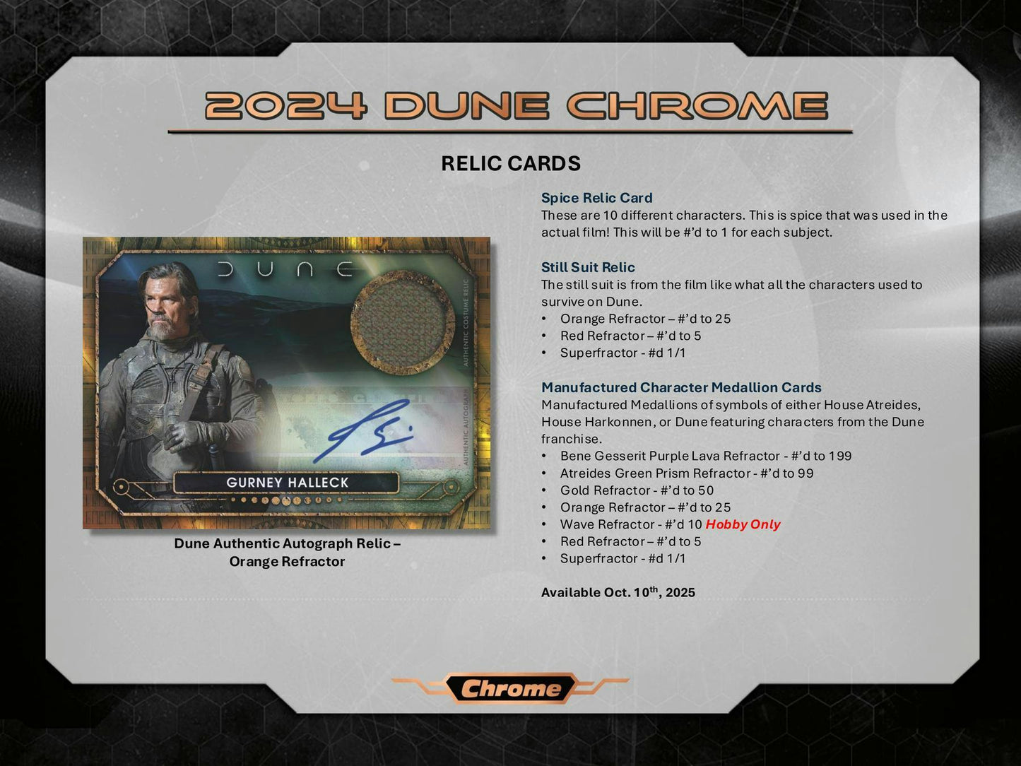 Dune Chrome Hobby Box (Topps 2024) | Columbia Sports Cards - Columbia Hobby - Sports Card Boxes - Toploaders - Card Savers